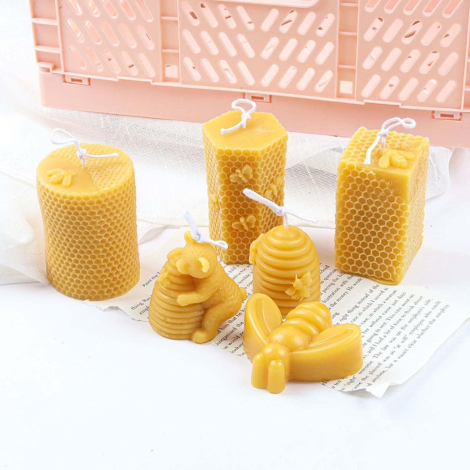 Grainrain 3D Bee Candle Molds Honeycomb Silicone Soap Mold Wax