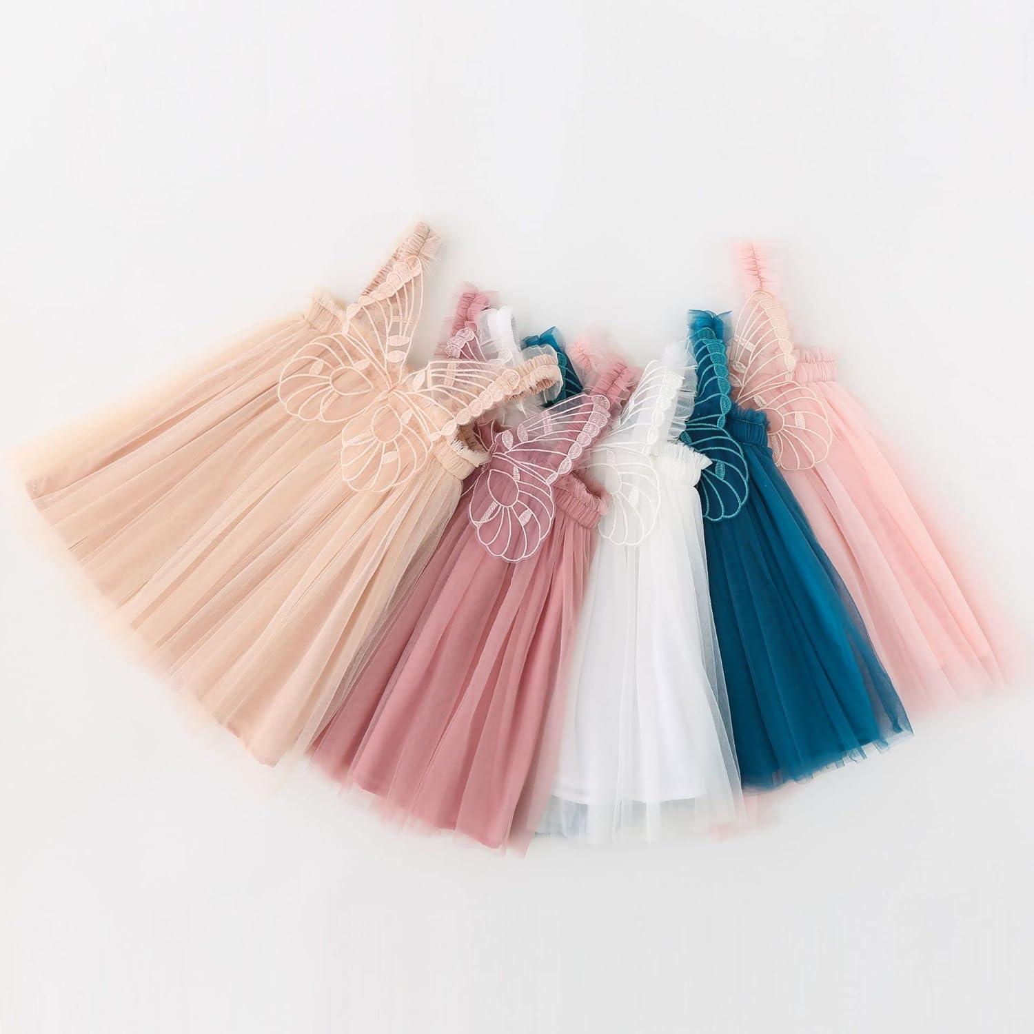 PythJooh Baby Girl Tulle Princess Dress | Toddler Sleeveless Butterfly  Wings Tutu Sundress | Daisy Stars | 9-12 Months | Dusty Pink | Buy Now with  Express International Delivery