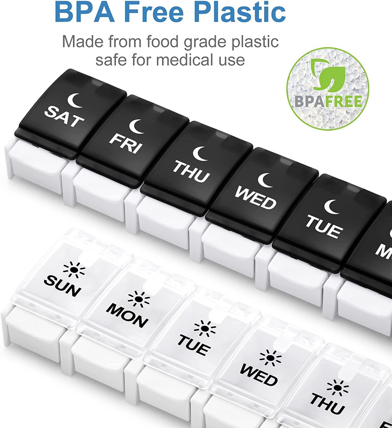 Easy Open Pill Organizer 2 Time a Day, Large 7 Day Pill Box Twice a Day