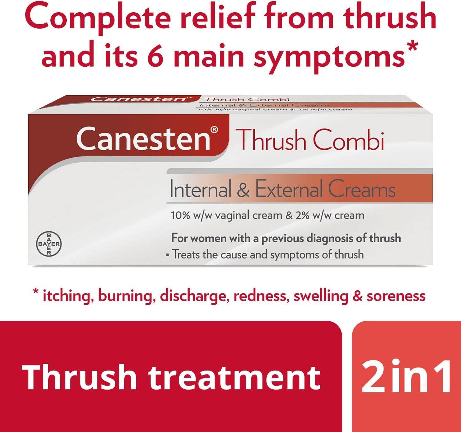 Canesten Thrush Combi Internal & External Creams for Thrush Treatment Clotrimazole TwoStep