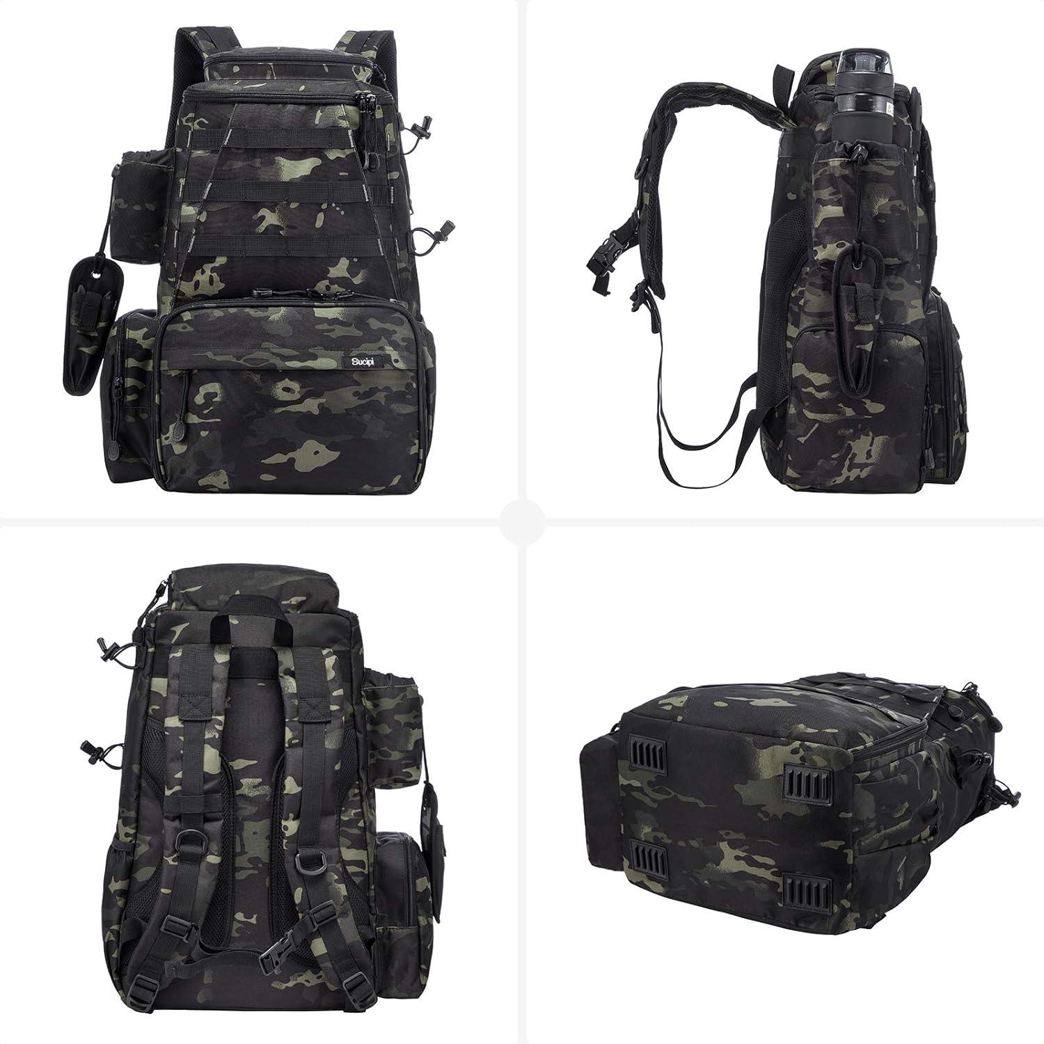 Sucipi Fishing Tackle Backpack Large WaterResistant Bag with Rod