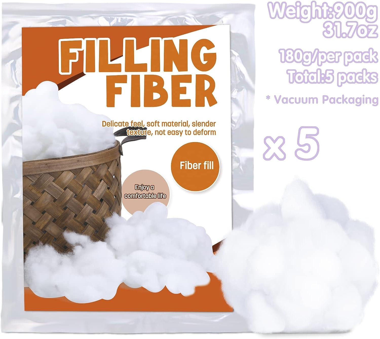 Premium Polyester Fiber Fill, White High Resilience Fill Fiber, Pillow Filling Stuffing, Fluff Stuffing Fill Fiber for Stuffed Animal Crafts, Pillow