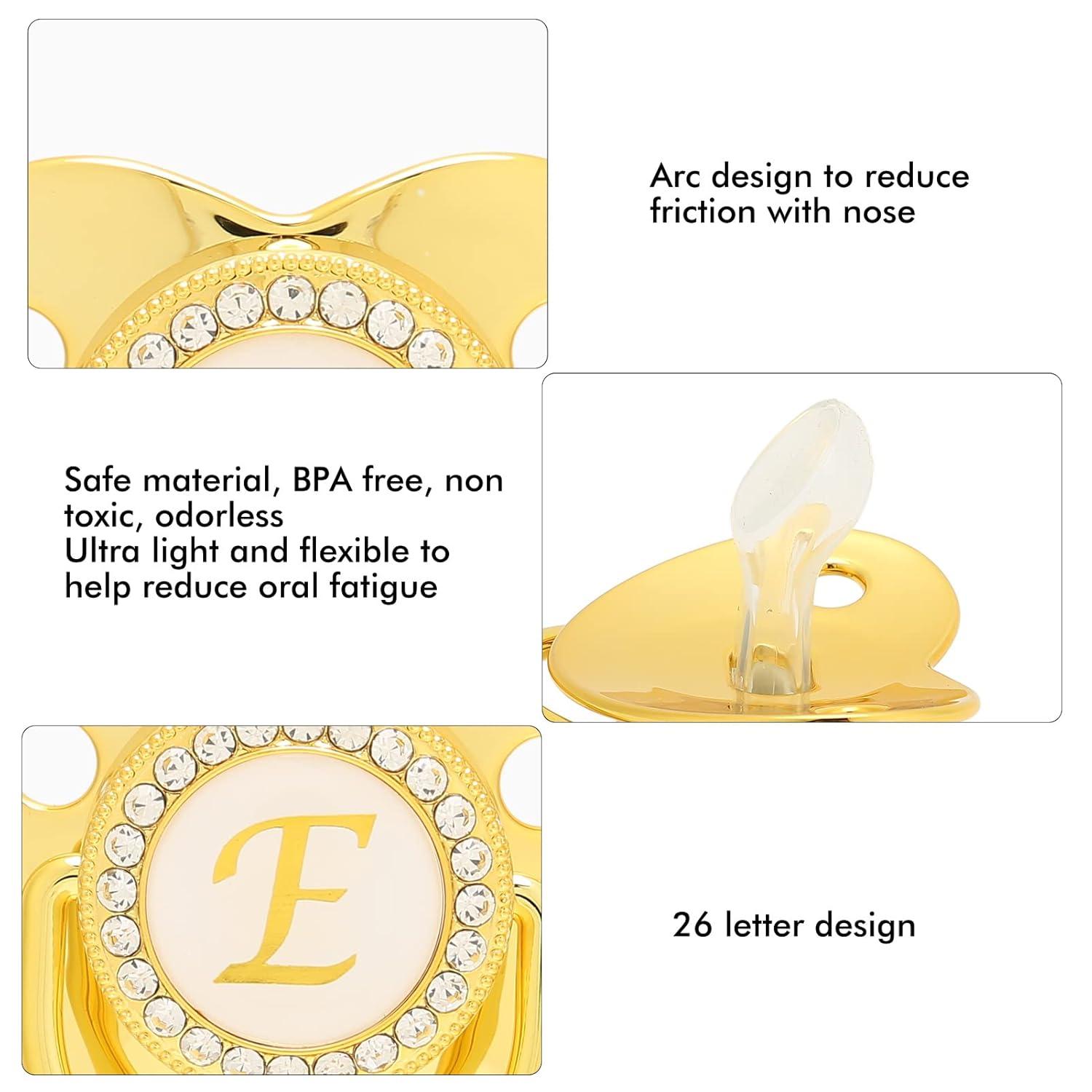 Golden Baby Pacifier - Curved Design 26 Letters Safe Materials Healthy ...