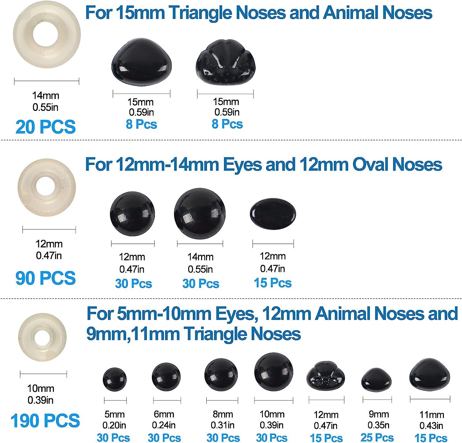 Yexixsr 566PCS Safety Eyes and Noses for Amigurumi Stuffed Crochet Eyes  with Washers Craft Doll Eyes and Nose for Teddy Bear Crochet Toy Stuffed  Doll and Plush Animal (Various Sizes)