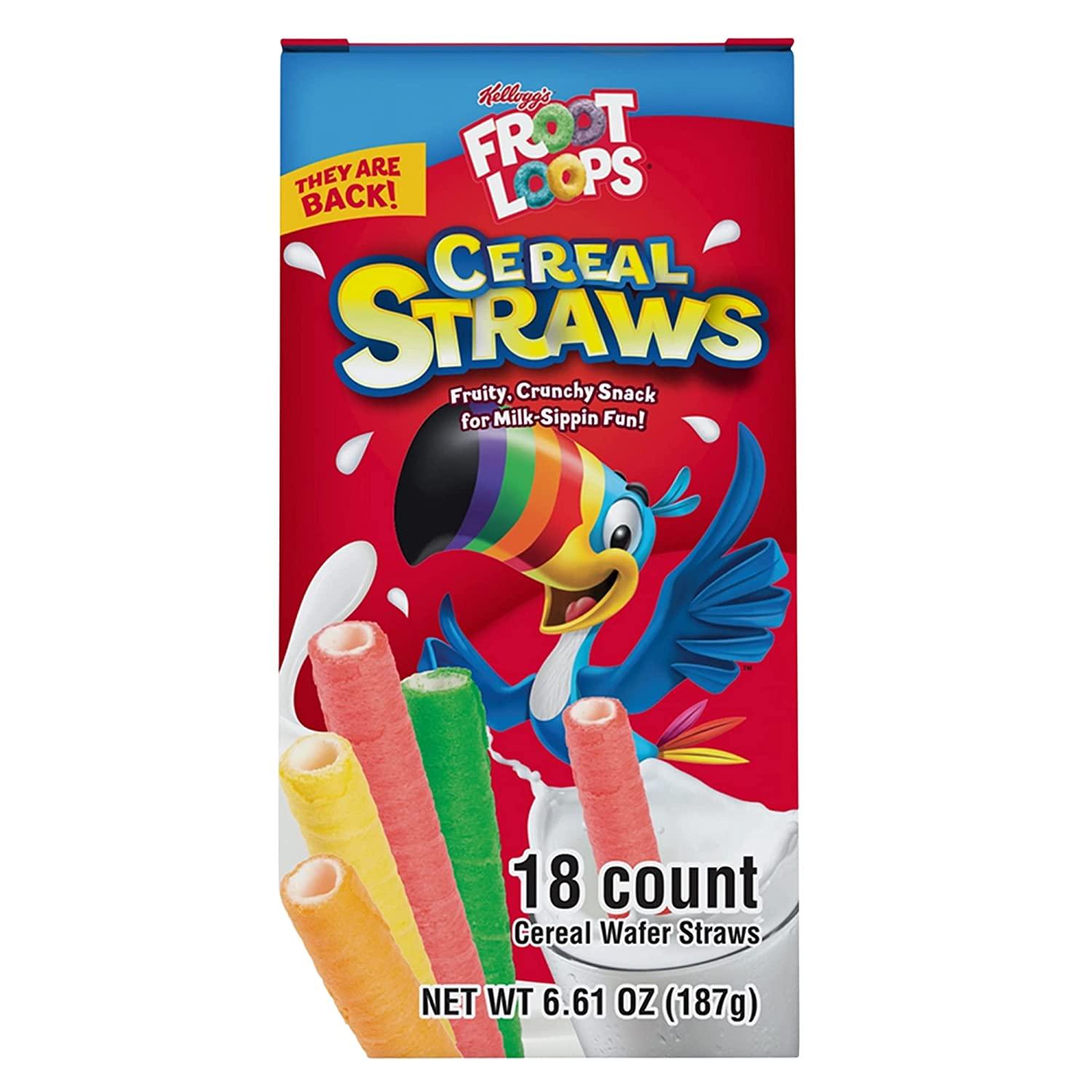 2022 Kellogg's Cereal Straws Froot Loops Edible Breakfast Straw