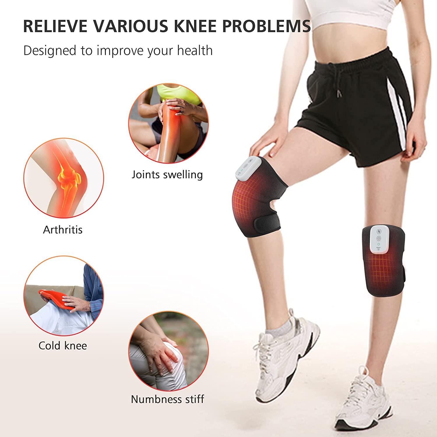 COMFIER Cordless Knee Massager with Heat, Vibration Knee Brace Wrap for  Arthritis Pain Relief, 3-in-1 Heating Pad for Knee Shoulder Elbow, Knee