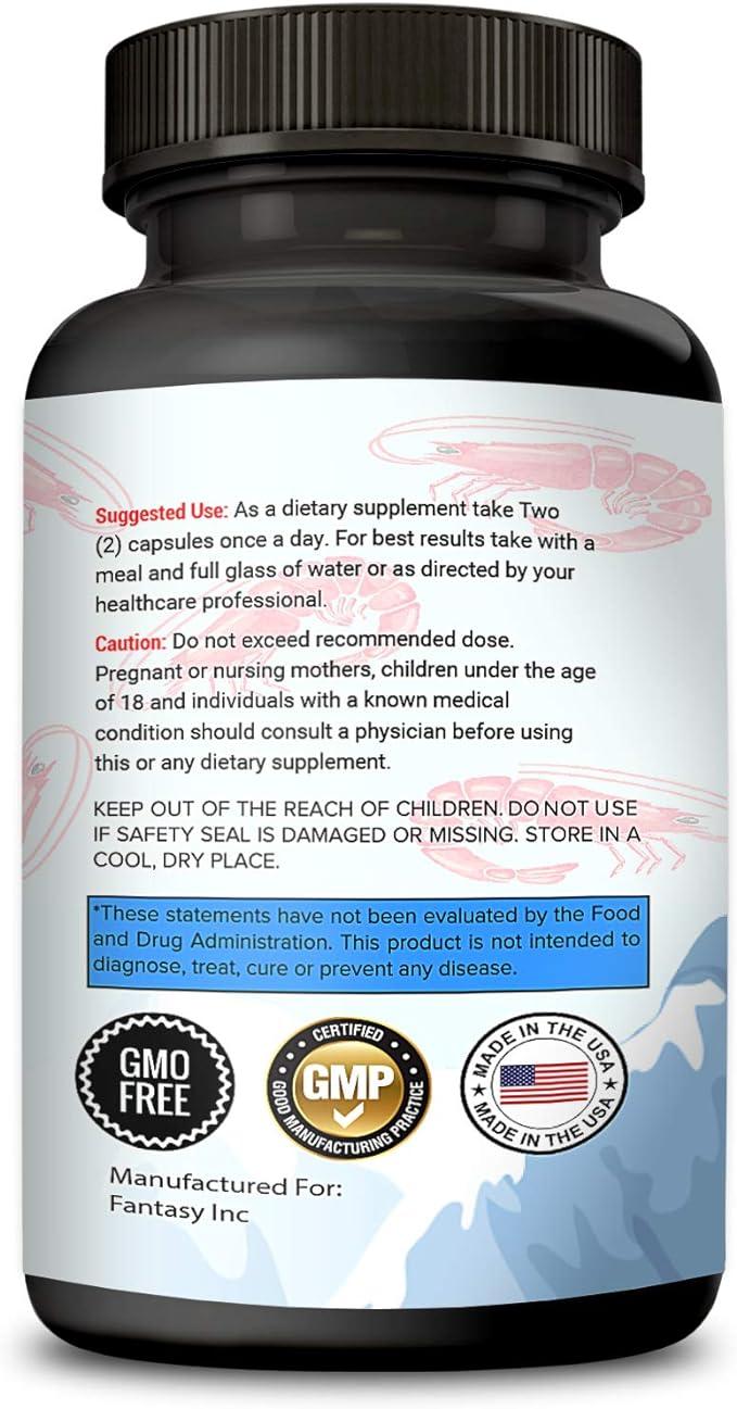 Pure Antarctic Krill Oil 1000mg with Astaxanthin Omega 3 6 9 EPA DHA 100 Purified Mercury Free