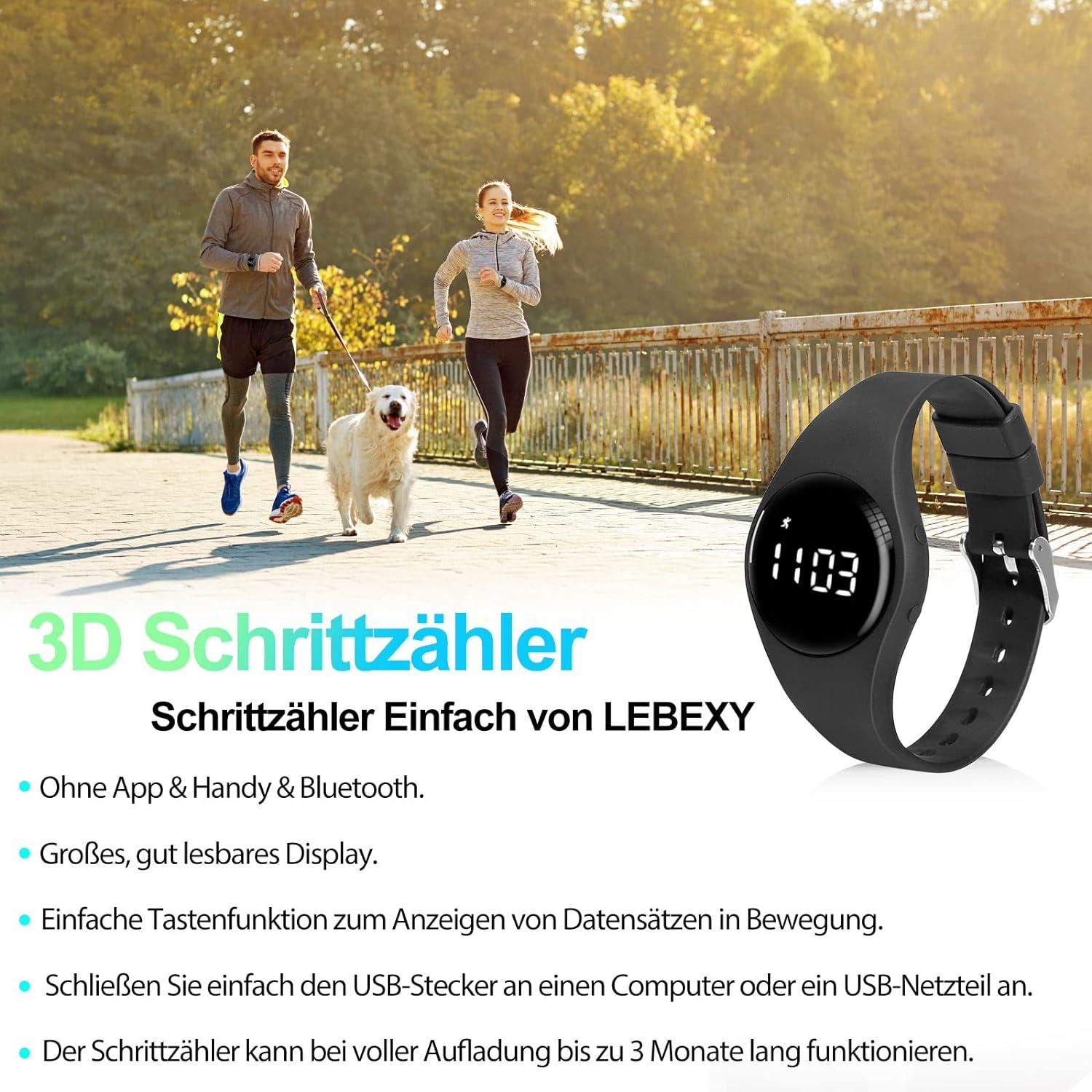Lebexy Pedometer Watch No Bluetooth/App/Phone Needed Fitness