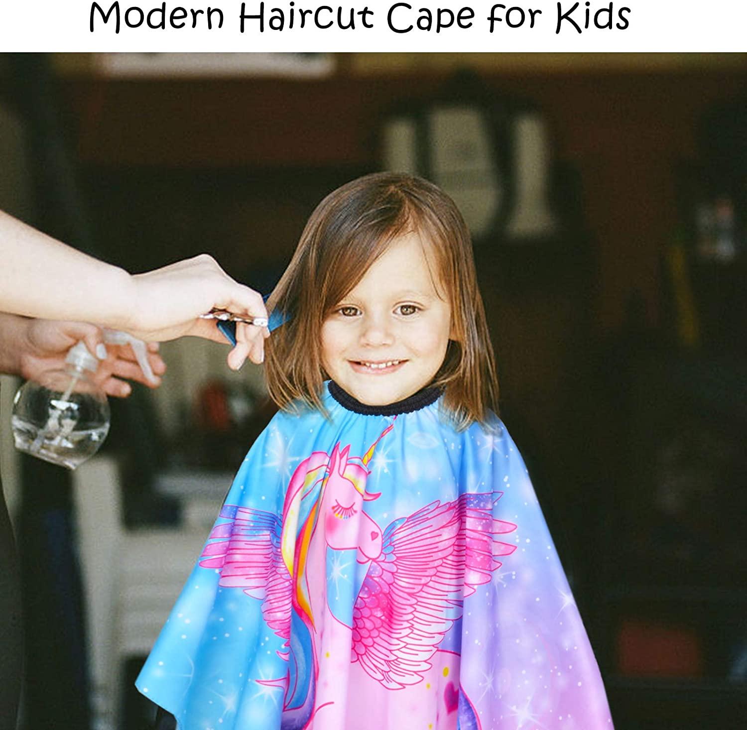 Kids Pink Unicorn Haircut Cape Adjustable Neckline Barber Cape for