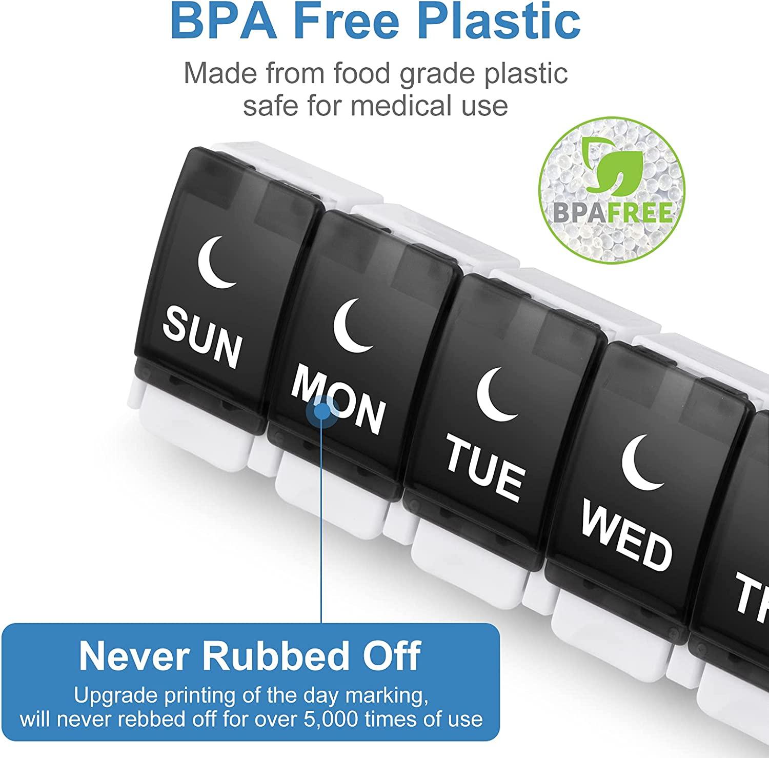 Easy Open Pill Organizer 2 Times a Day, DANYING Large 7 Day Pill Box