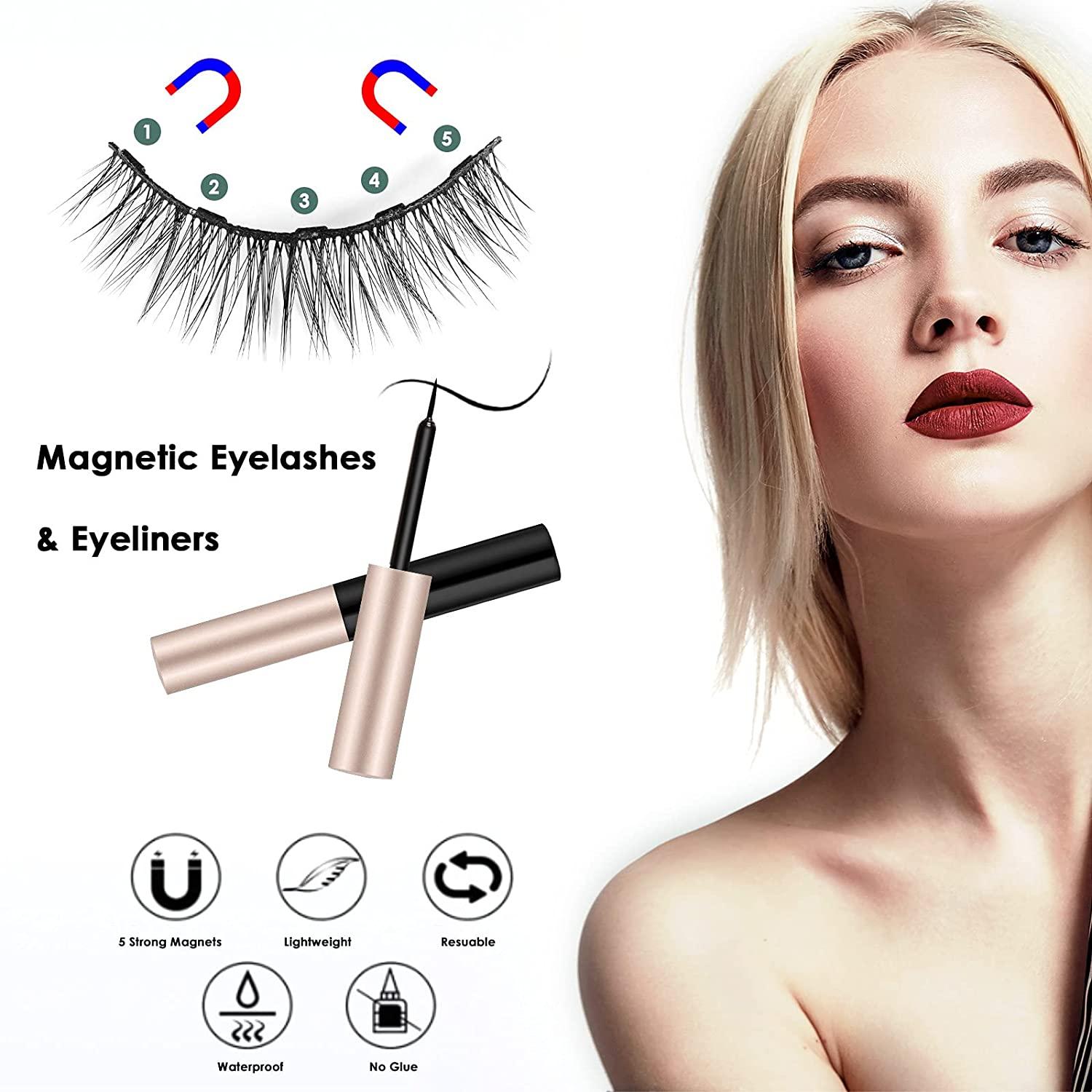 Eyelashes with Eyeliner Kit with Tweezers 2 Tubes of