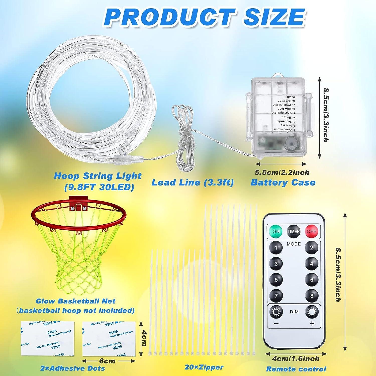 9.8ft Glow in The Dark Basketball Net with 30 LED Remote Controlled