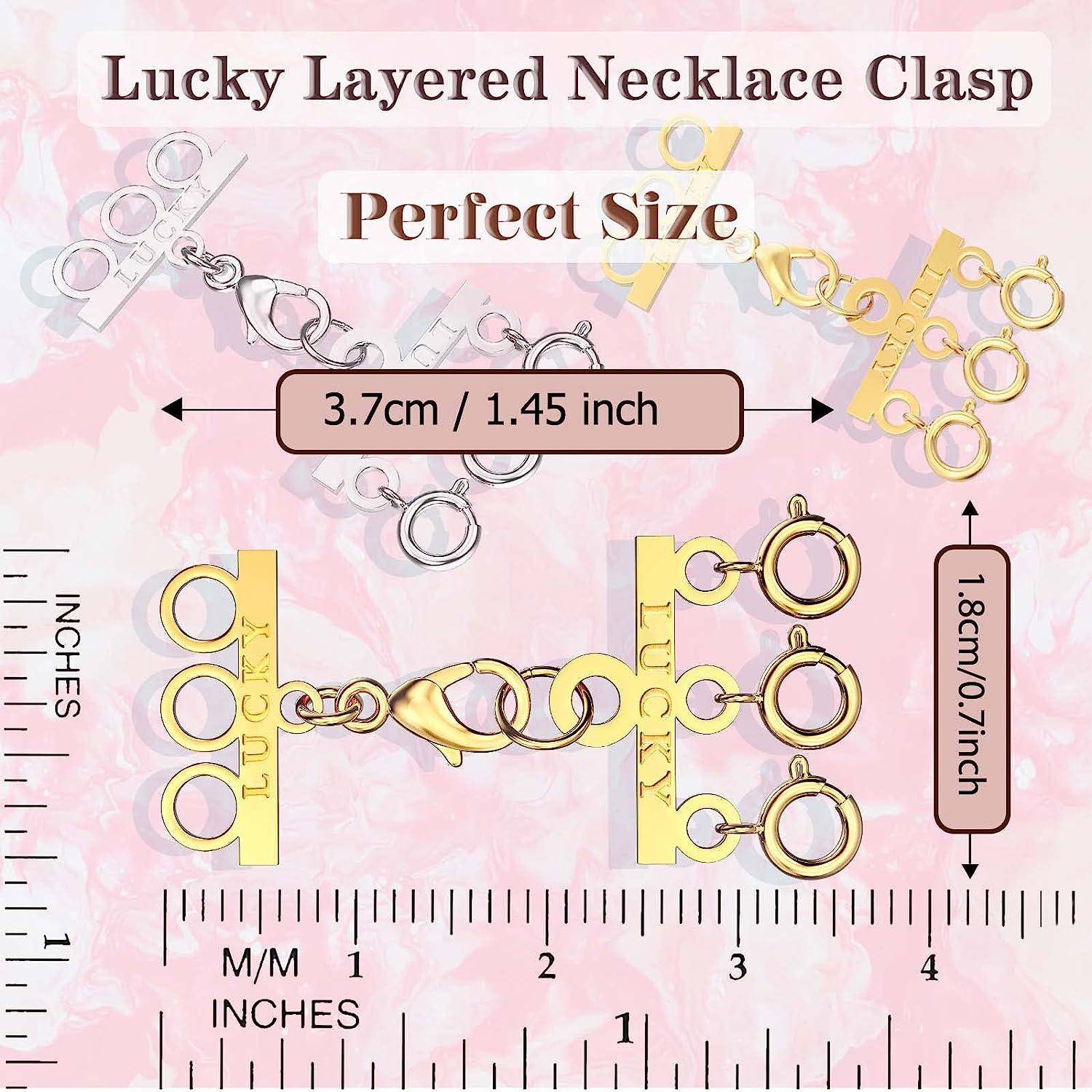 Dailyacc Lucky Necklace Layering Clasp 18K Gold and Silver Multi Strand