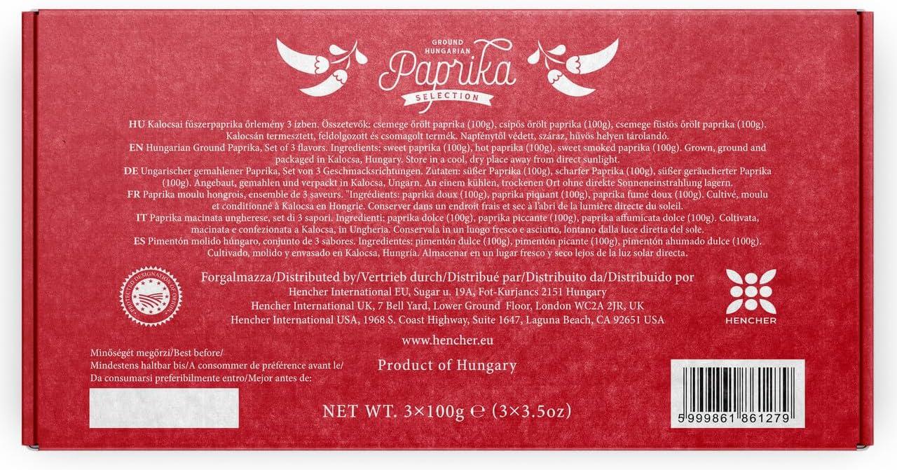 Organic Paprika Hungarian Paprika Powder Gift Set (3x100g/3.5oz