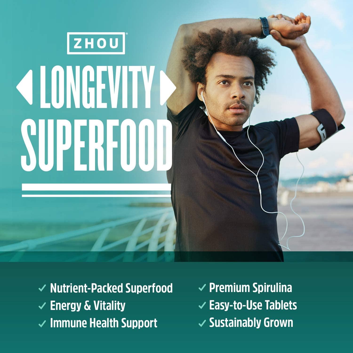 Zhou Nutrition Spirulina Tablets Sustainably Grown in California