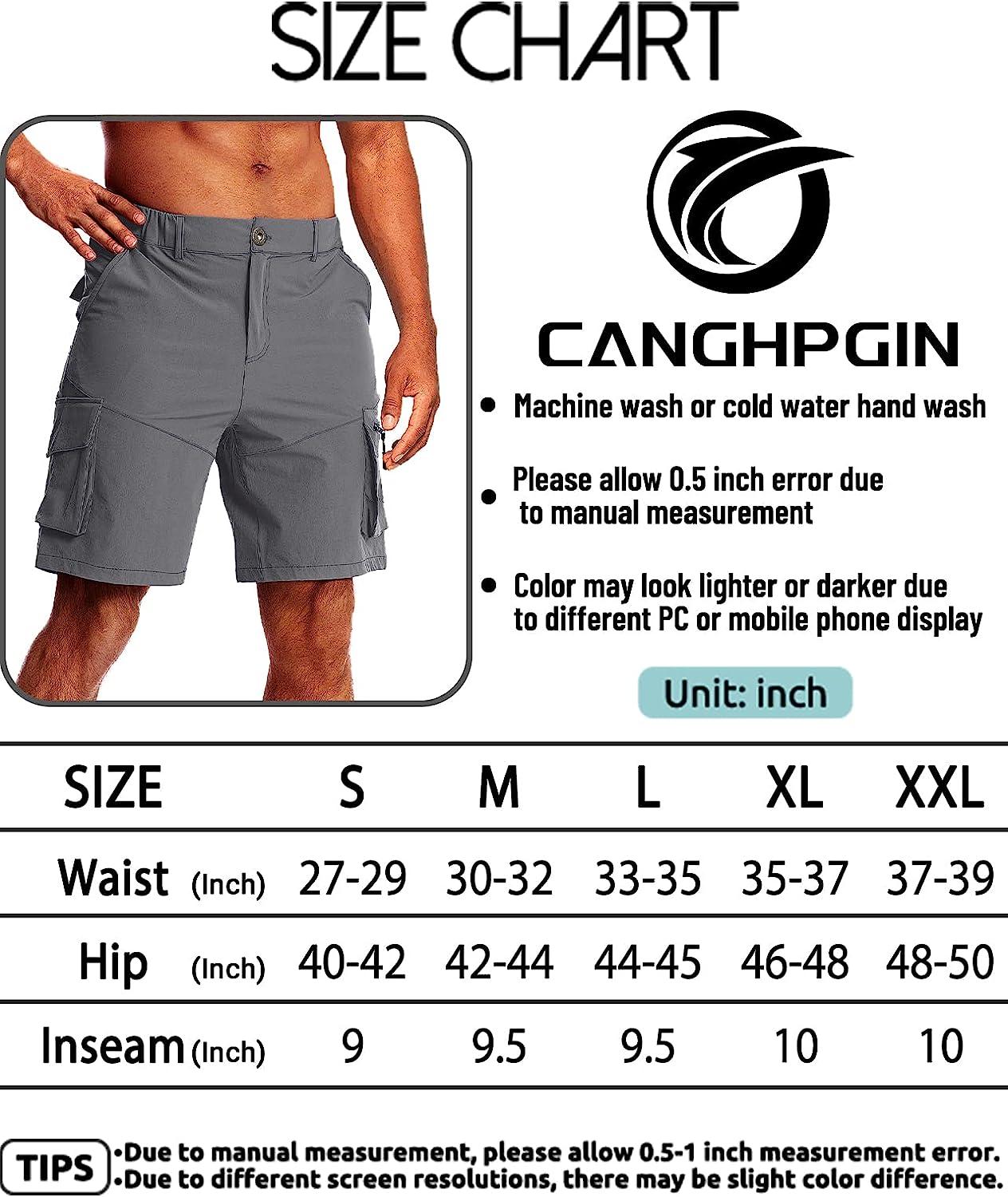 CANGHPGIN Mens Hiking Cargo Shorts Quick Dry Stretch Golf Shorts Men Casual  Work Outdoor Travel Fishing Shorts with Pockets Dark Grey Medium