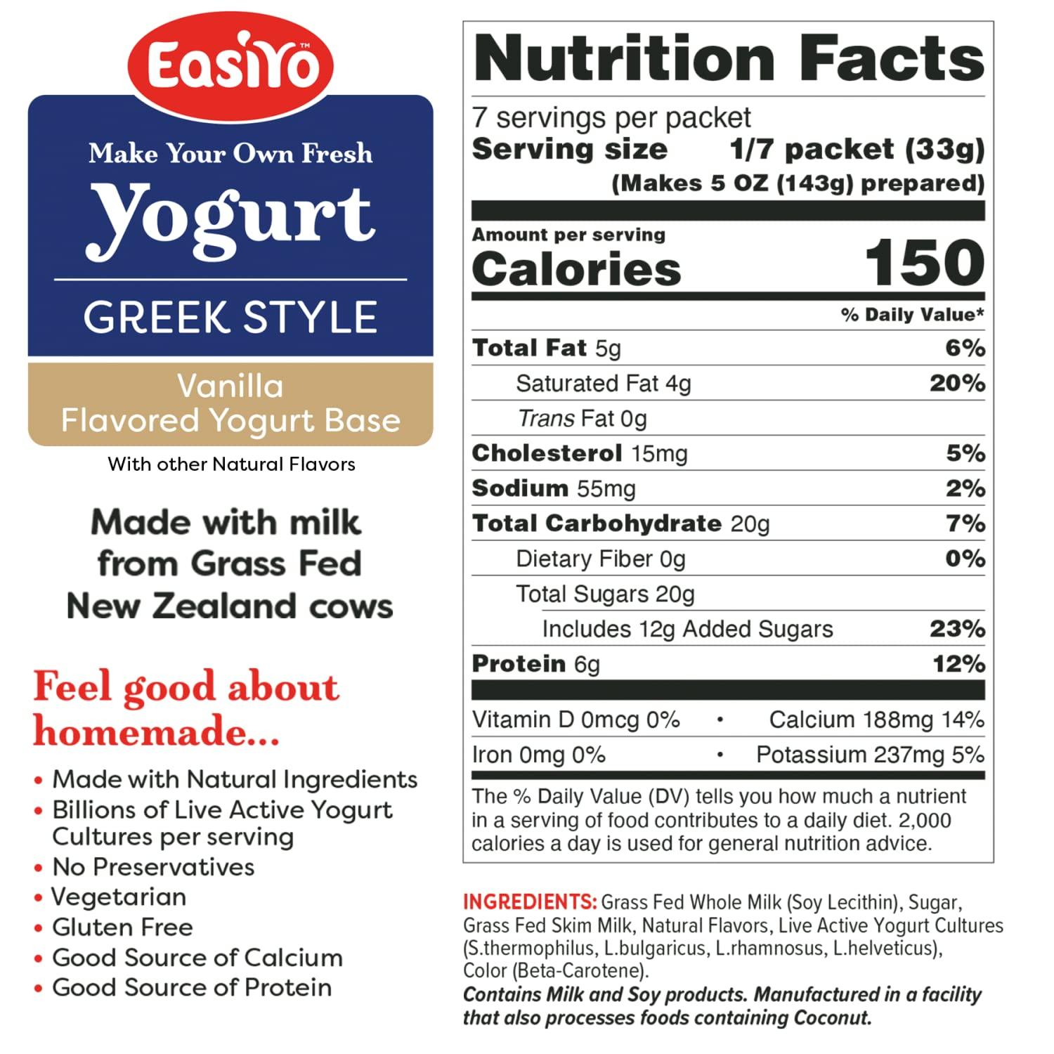 EasiYo Greek Style Vanilla Flavored Yogurt Base (6pack, 42 Servings