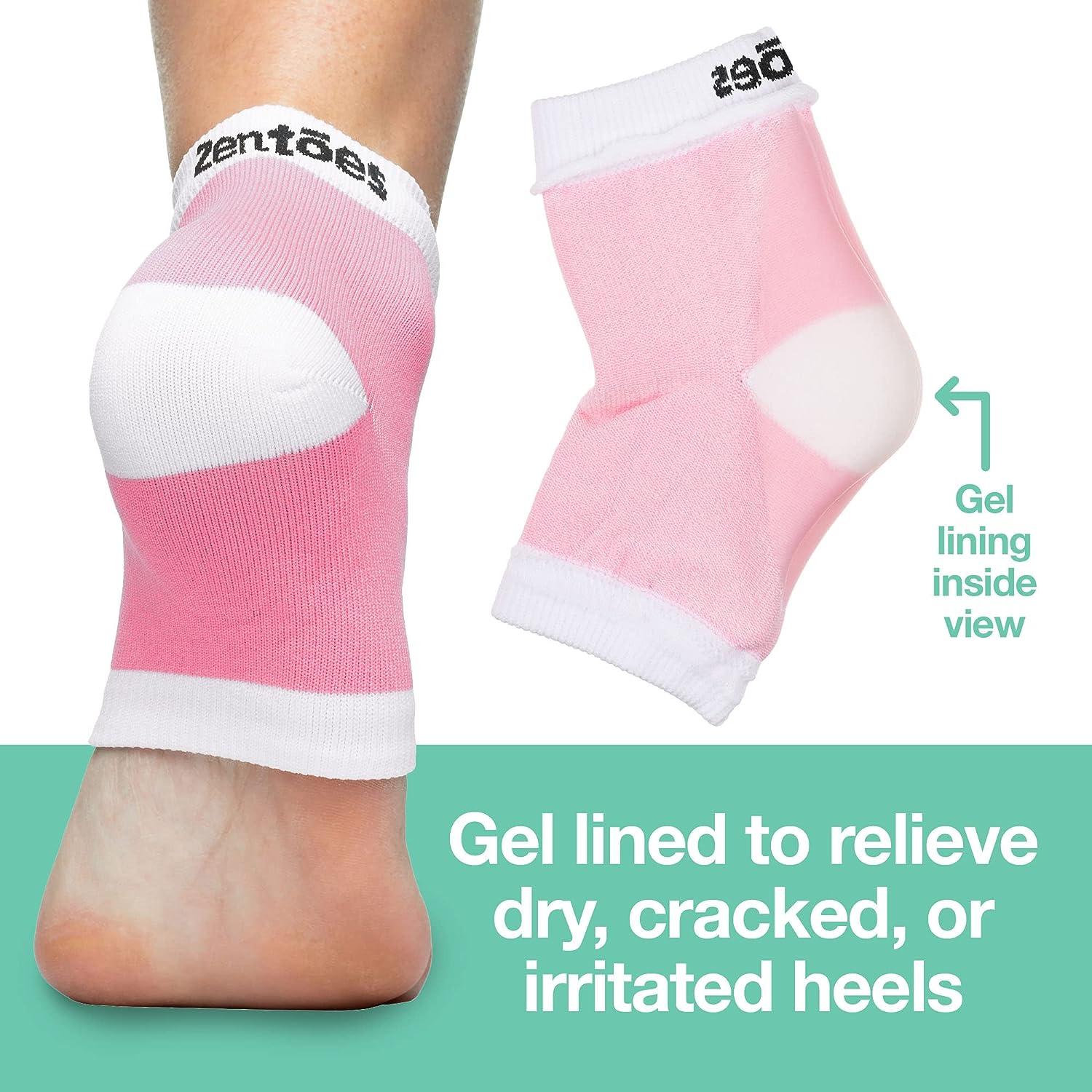 ZenToes Moisturizing Heel Socks 2 Pairs Gel Lined Toeless Spa