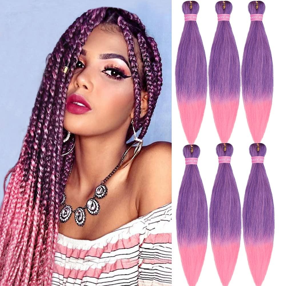 MSBELLE Braiding Hair Pre stretched 100g/Pack Pink Braiding Hair hair