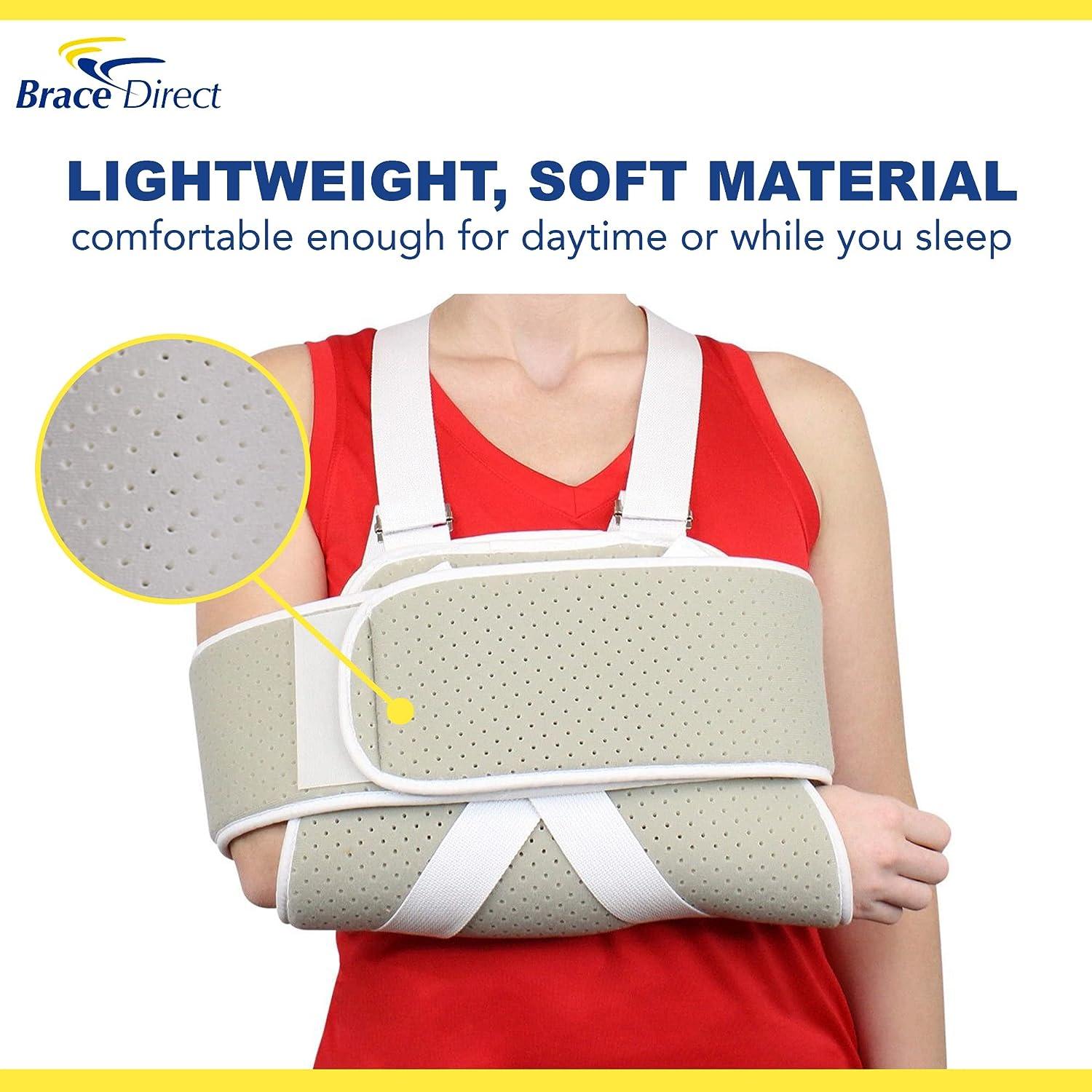 Brace Direct Adjustable Foam Arm Sling Shoulder Immobilizer - Use While  Sleeping Support for Rotator Cuff Broken and Fractured Bones Sprains  Strains Tears post surgery & Dislocations