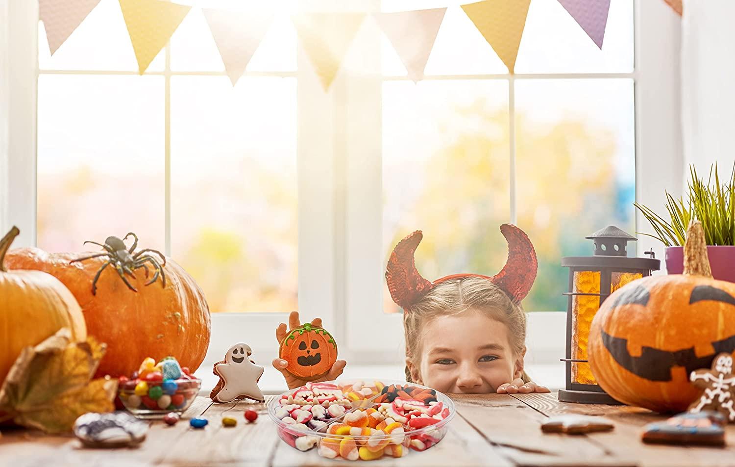 Halloween Gummies Candy Gift Tray, Dracula Teeth, Candy Corn, Worms