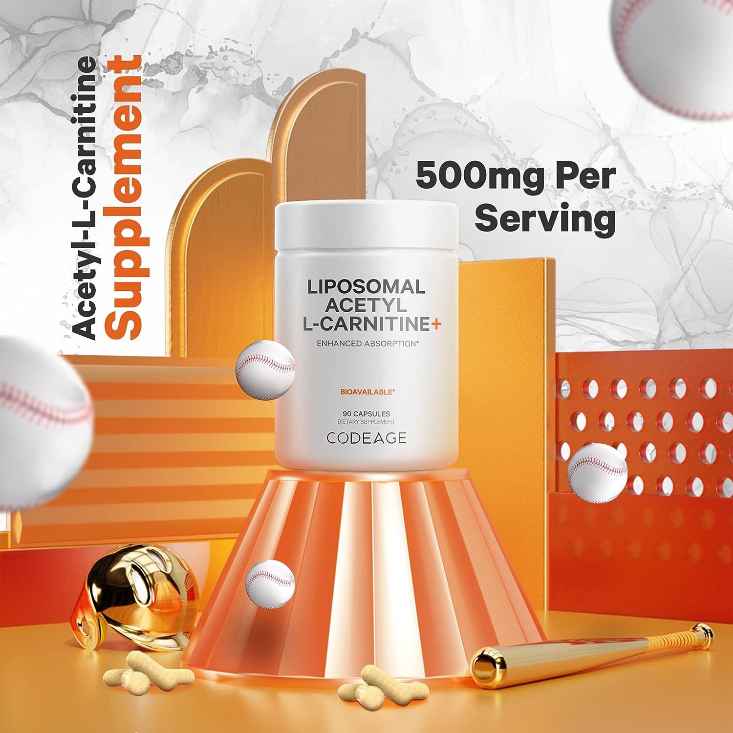 Codeage Liposomal Acetyl-L-Carnitine 500mg - 3-Month Supply for Energy &  Brain Support | Buy Now with Express International Delivery
