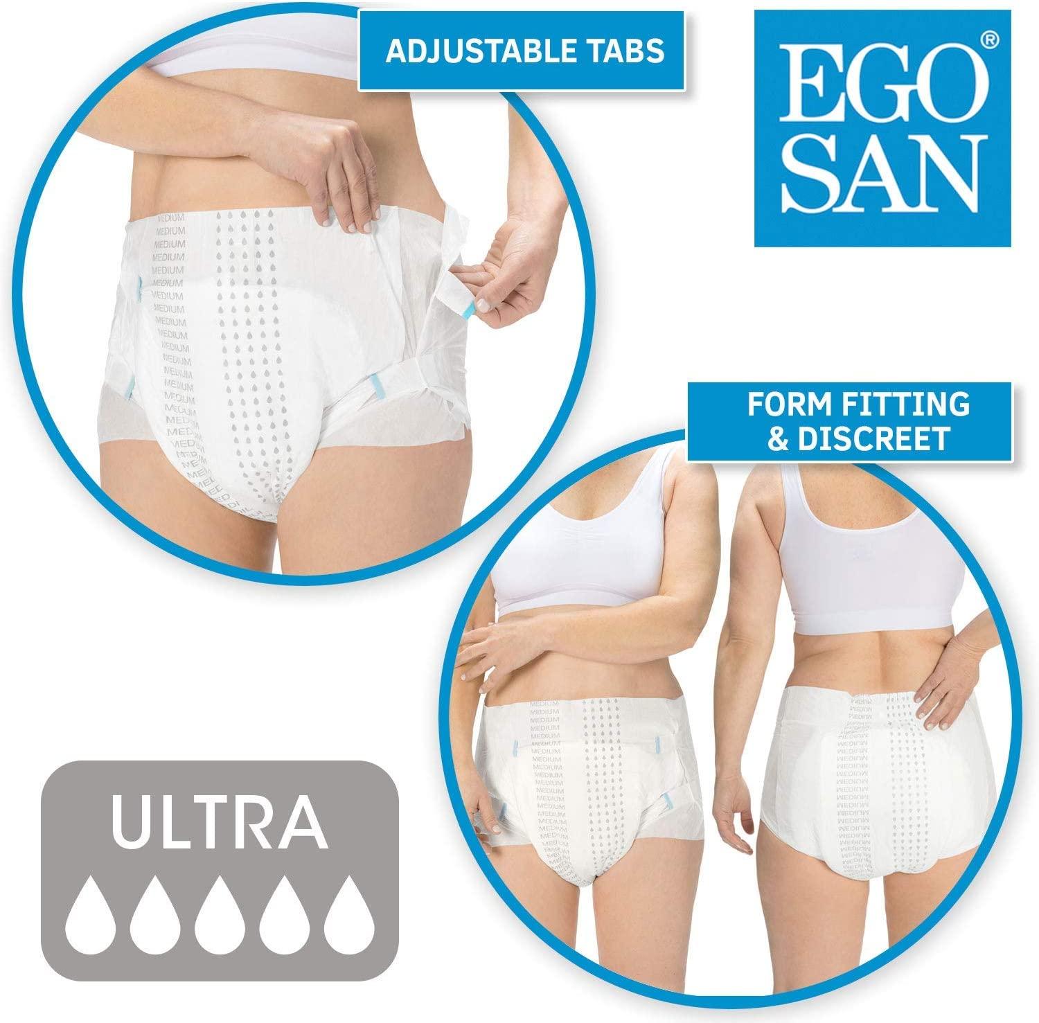 Egosan Ultra Incontinence Disposable Adult Diaper Brief Maximum Absorbency  and Adjustable Tabs for Men and Women (Large, 15-Count) Large (15 Count)