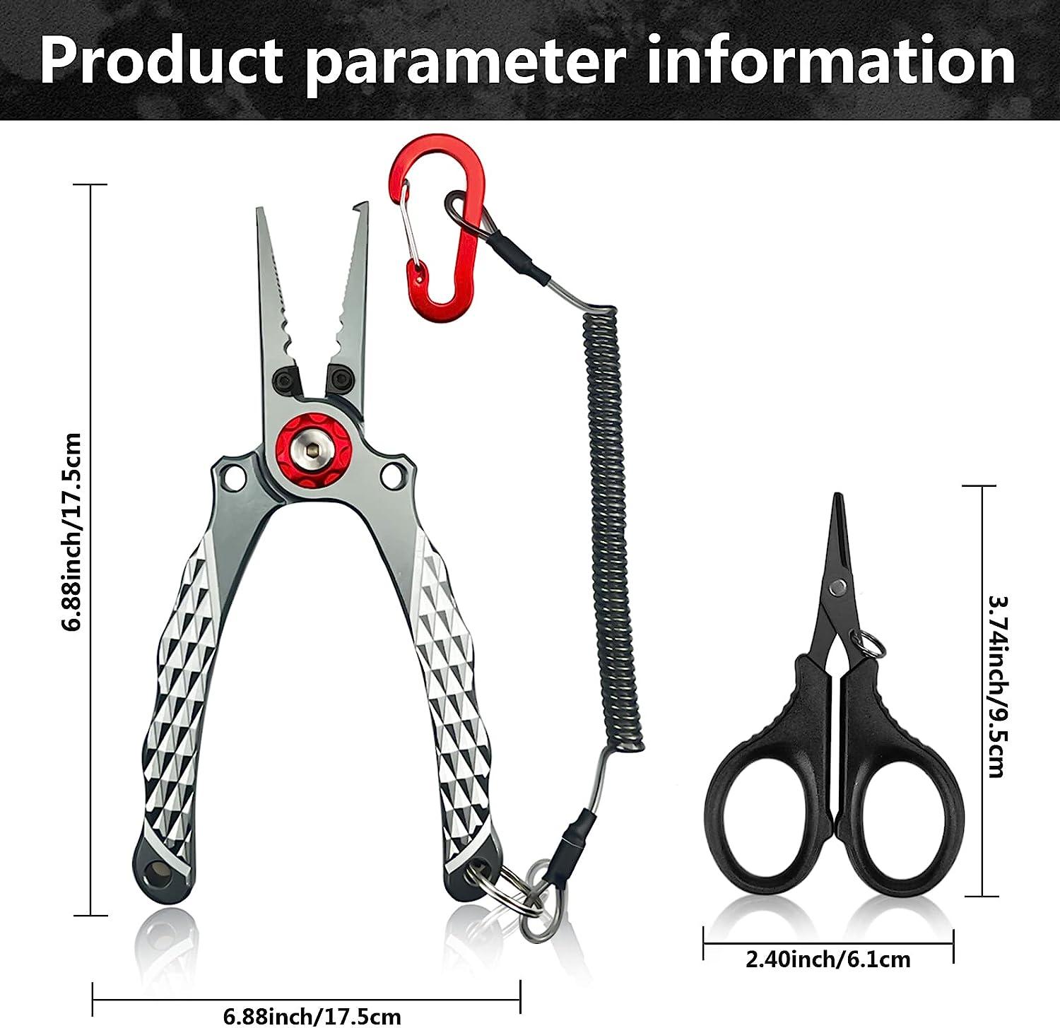 XINBOR Fishing Pliers,420 Stainless Steel Fishing Pliers kit,Fishing Pliers  Saltwater,Multi-Function Split Ring Pliers for Fishing with Sheath and  Lanyard,Braid Line Cutter,Ice Fishing Tools