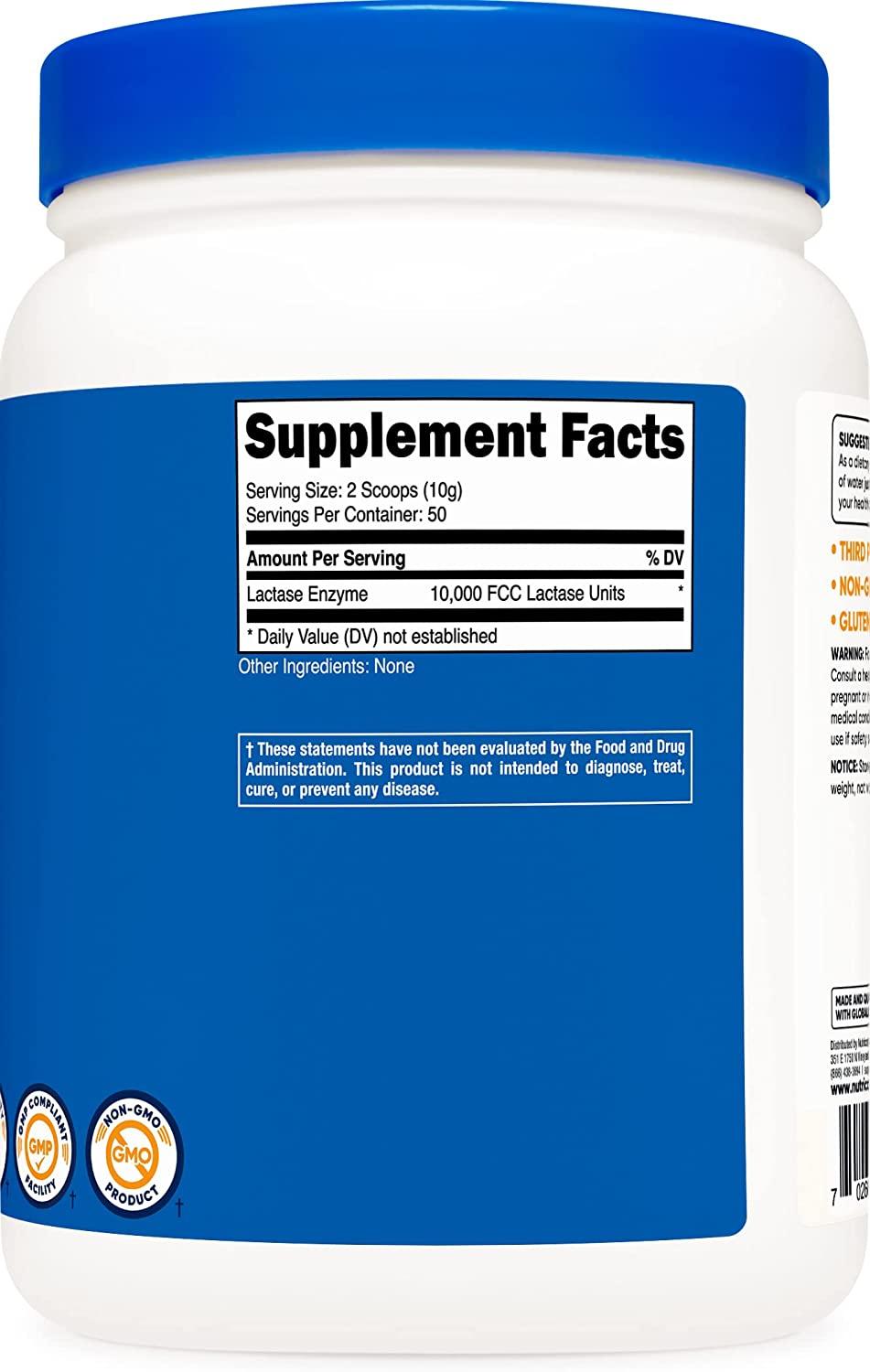 Nutricost Lactase Powder 500 Grams NonGMO, Gluten Free, Lactase Powder 1.10 Pound (Pack of 1)