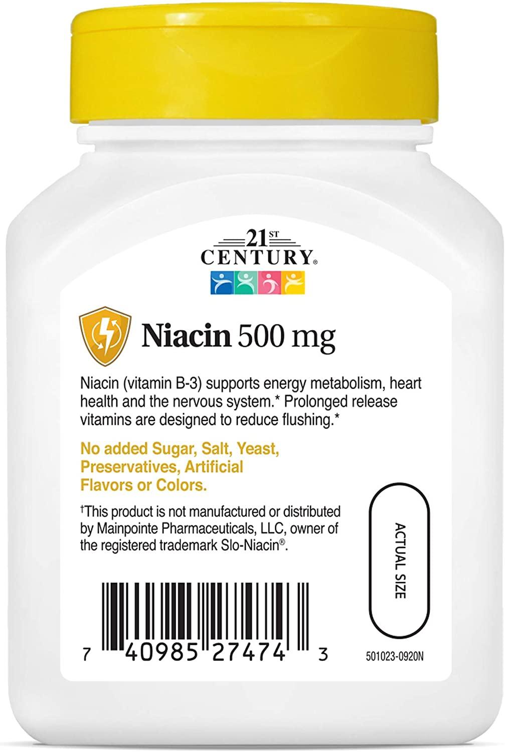 21st Century Niacin Prolonged Release 500 mg 100 Tablets