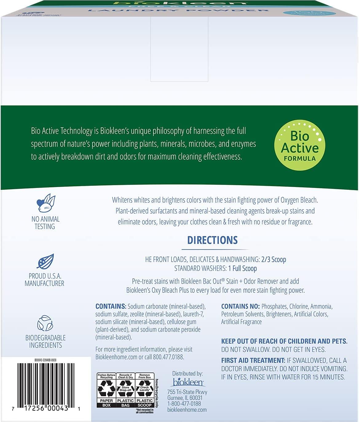 Biokleen Free & Clear Natural Laundry Detergent 150 Loads Powder