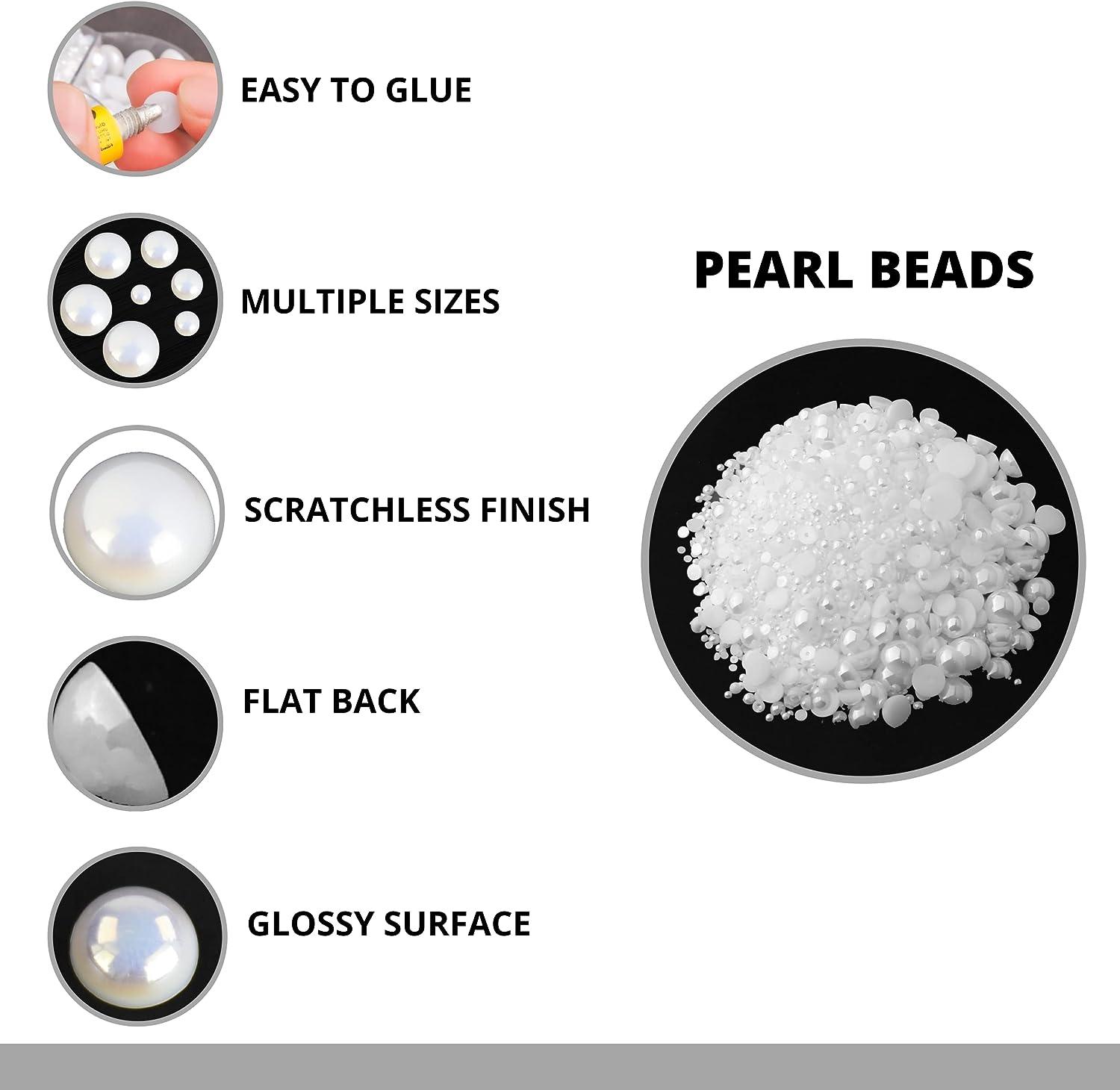 Articyard 5700 AB White Half Pearls for Crafts - Flatback Pearls/Jewels  Pearls for Nails DIY Accessory Art and Fashion Projects - Neatly Organized  Craft White Pearls for Makeup and Creative People