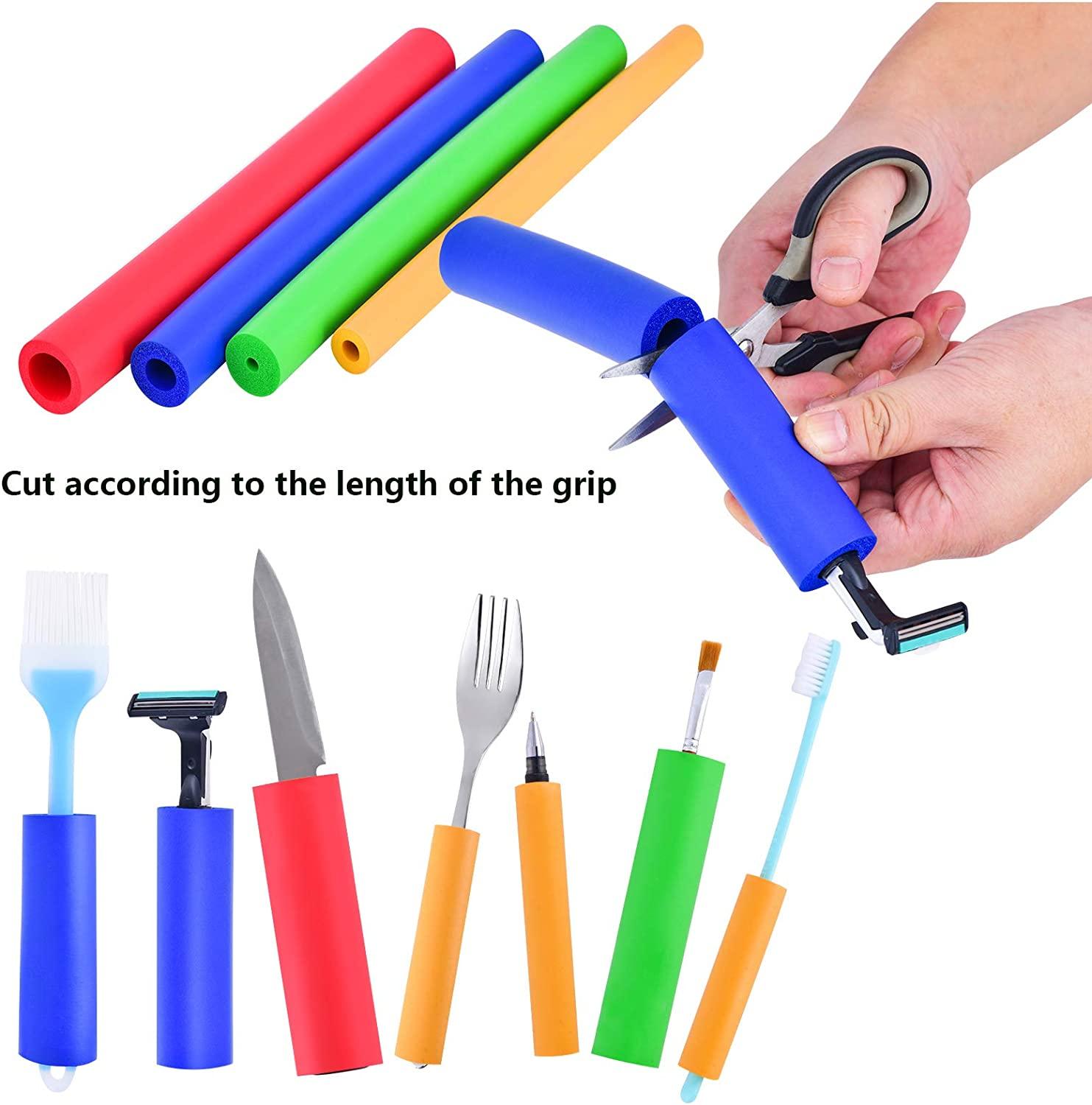 Foam Tubing Utensil Grips for Arthritic Hands Set of 8 (4 Sizes)