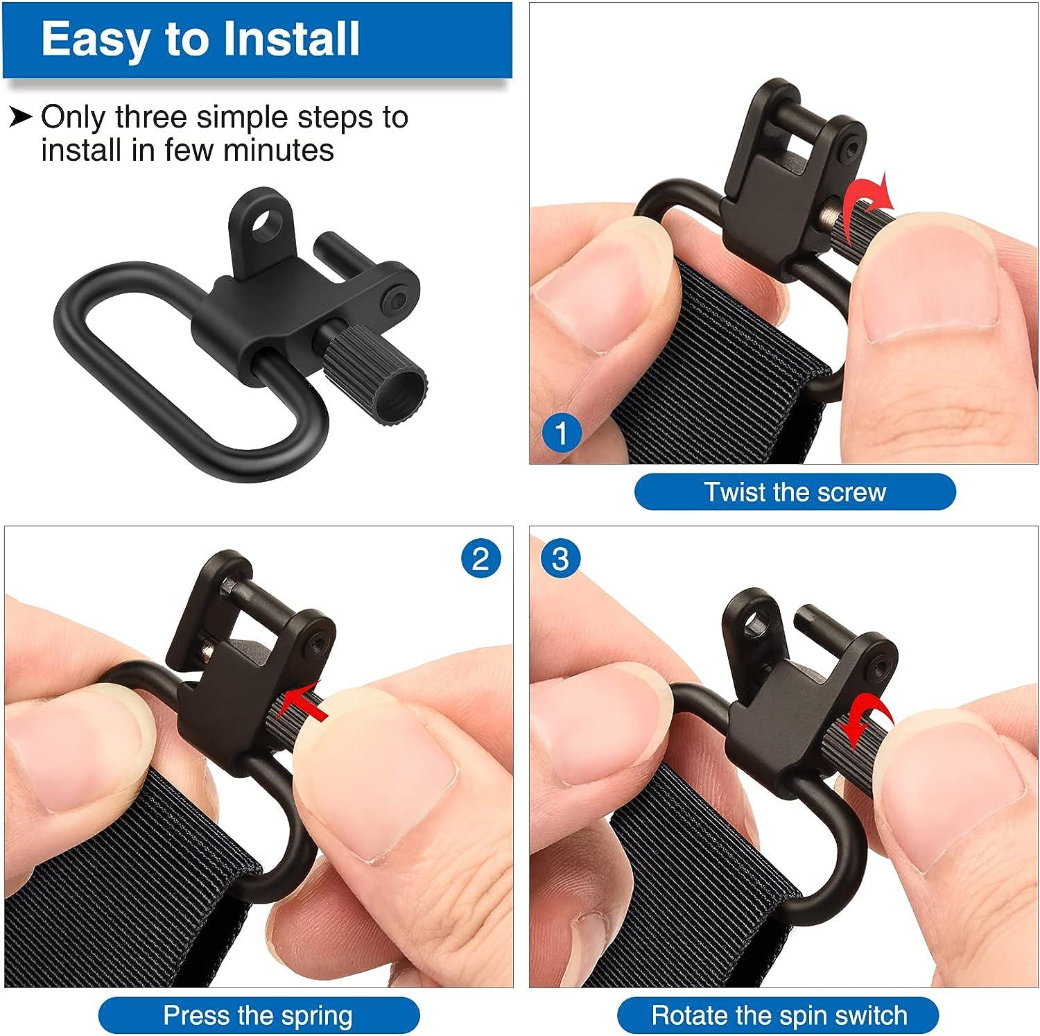 2 Swivel Sling Per Fucile - Quick Detach, 1 Pollice, In Acciaio Nichelato | Per Cinghie Pesanti - Foto 4