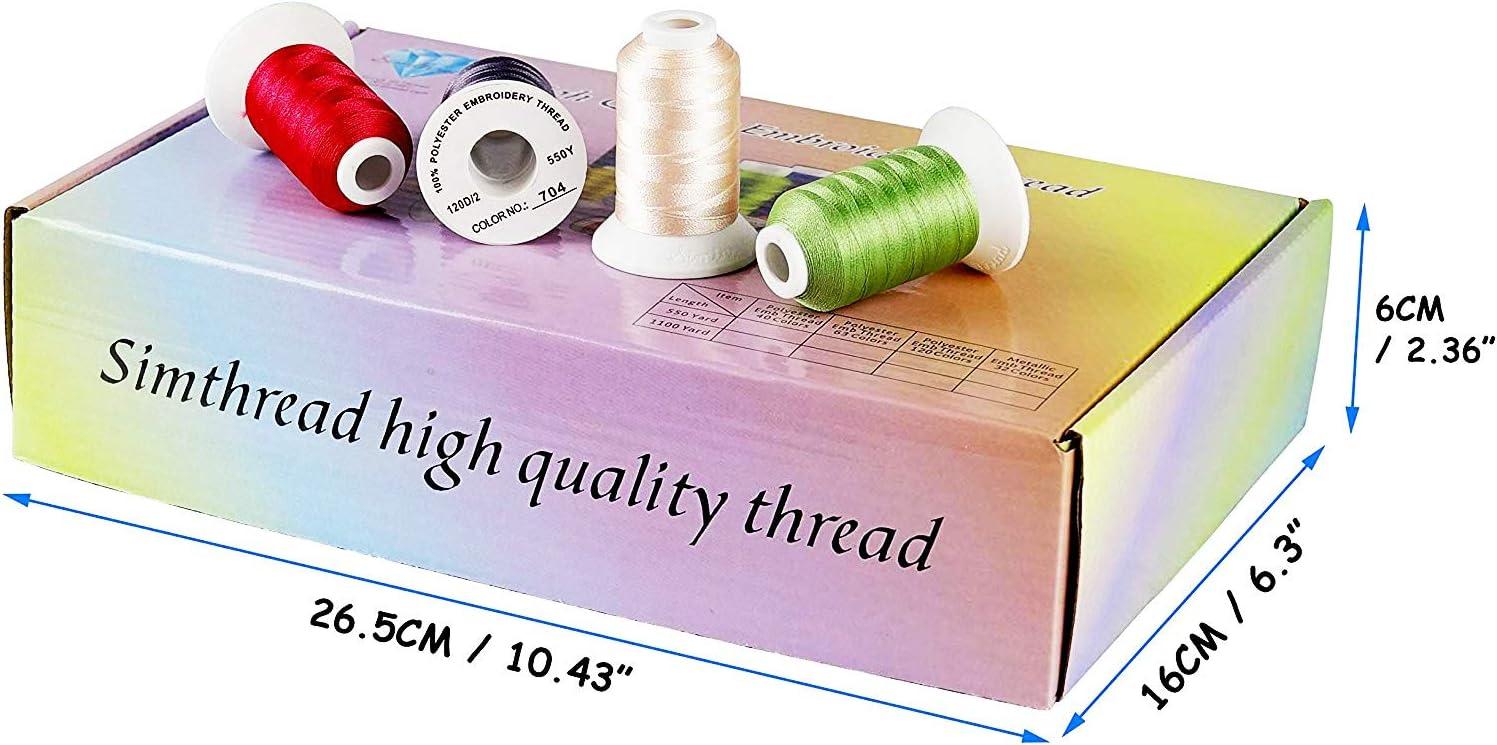 Simthread 60wt Sewing Embroidery Machine Thread Kit - 40 Colors 1100 Yards Spool for Brother Janome Etc Sewing Embroidery Machines