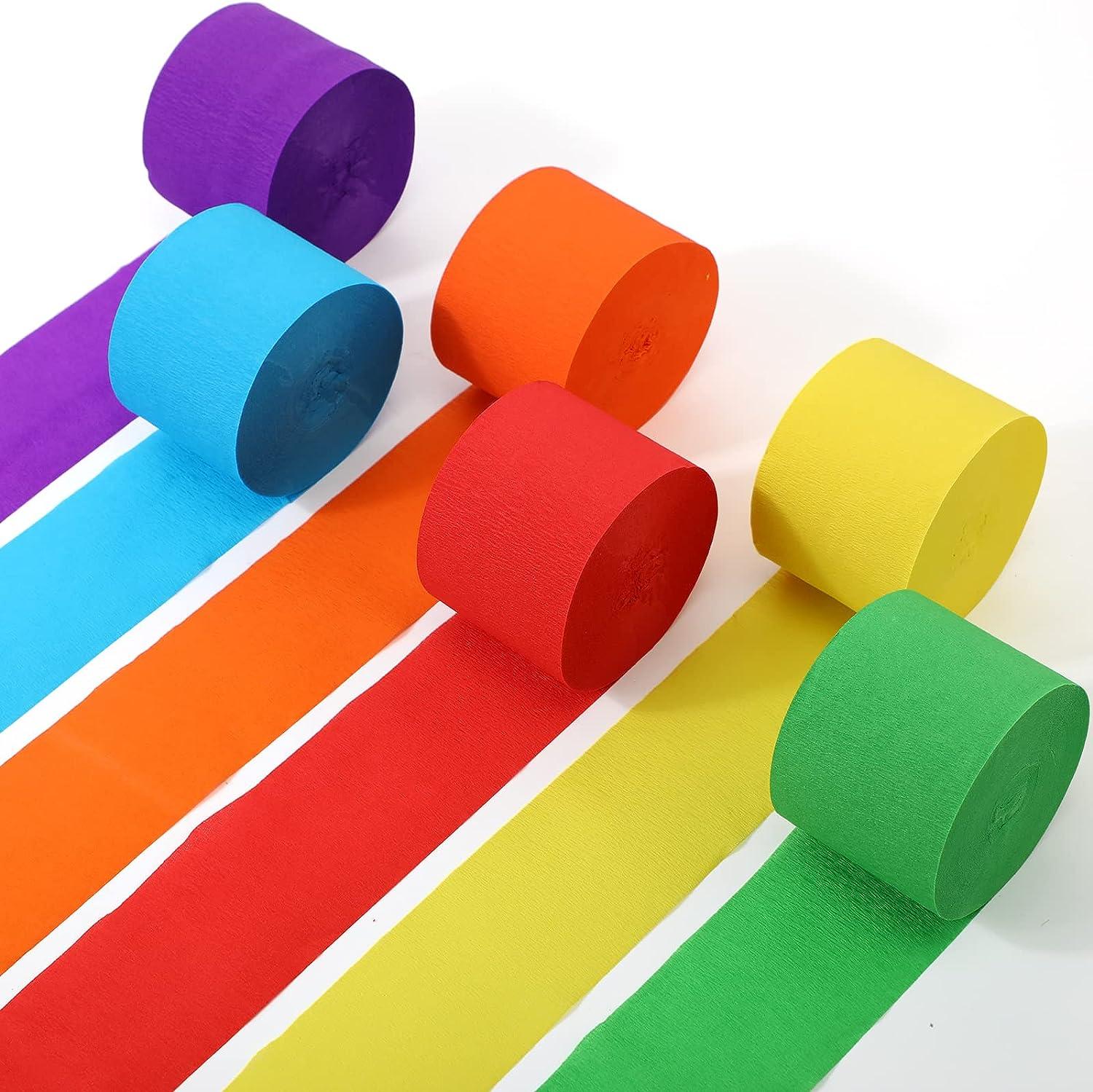 Rainbow Crepe Paper Streamers 18 Rolls for DIY Art Projects, Baby Showers, Birthdays, and