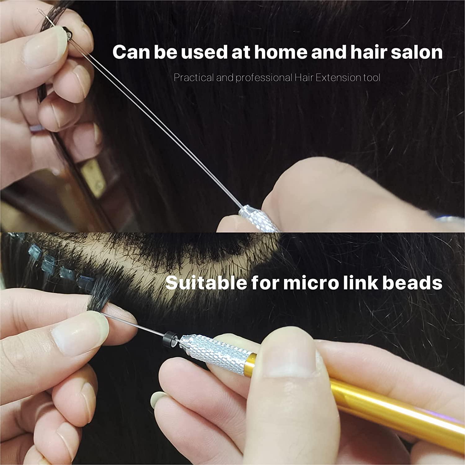 Hair Extension Loop Needle Threader Pulling Hook Needle Bead Device