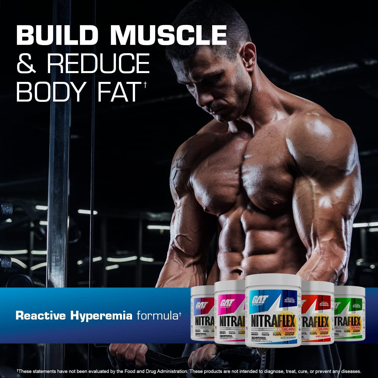 GAT NITRAFLEX Burn Pre Workout Apple Melon Flavor 30 Servings