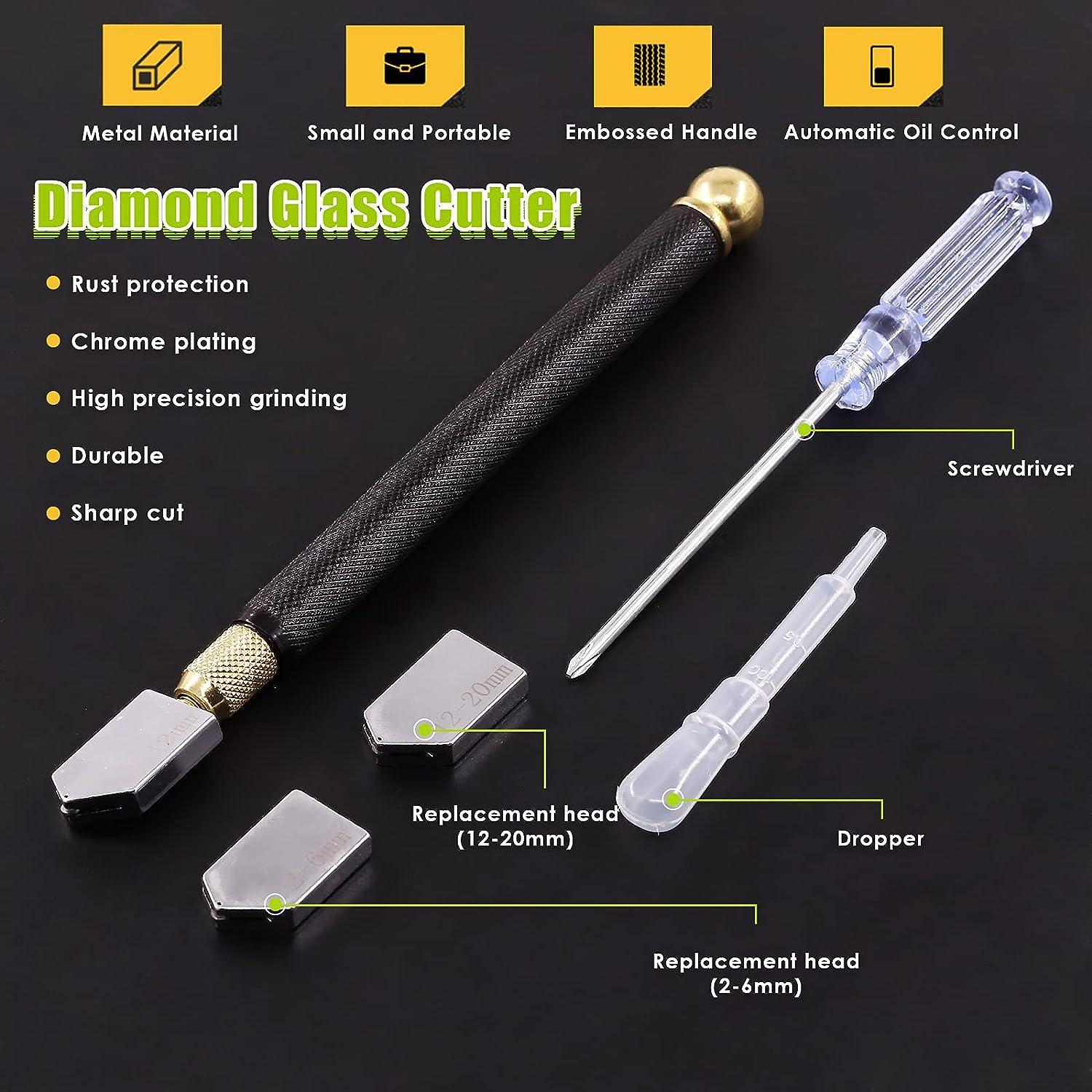 Glass Cutter for Window Glass Cutting Tool with Glass Cutting Oil The Amazing Glass Cutter Is for Beginner or Professional Running Pliers Built Into