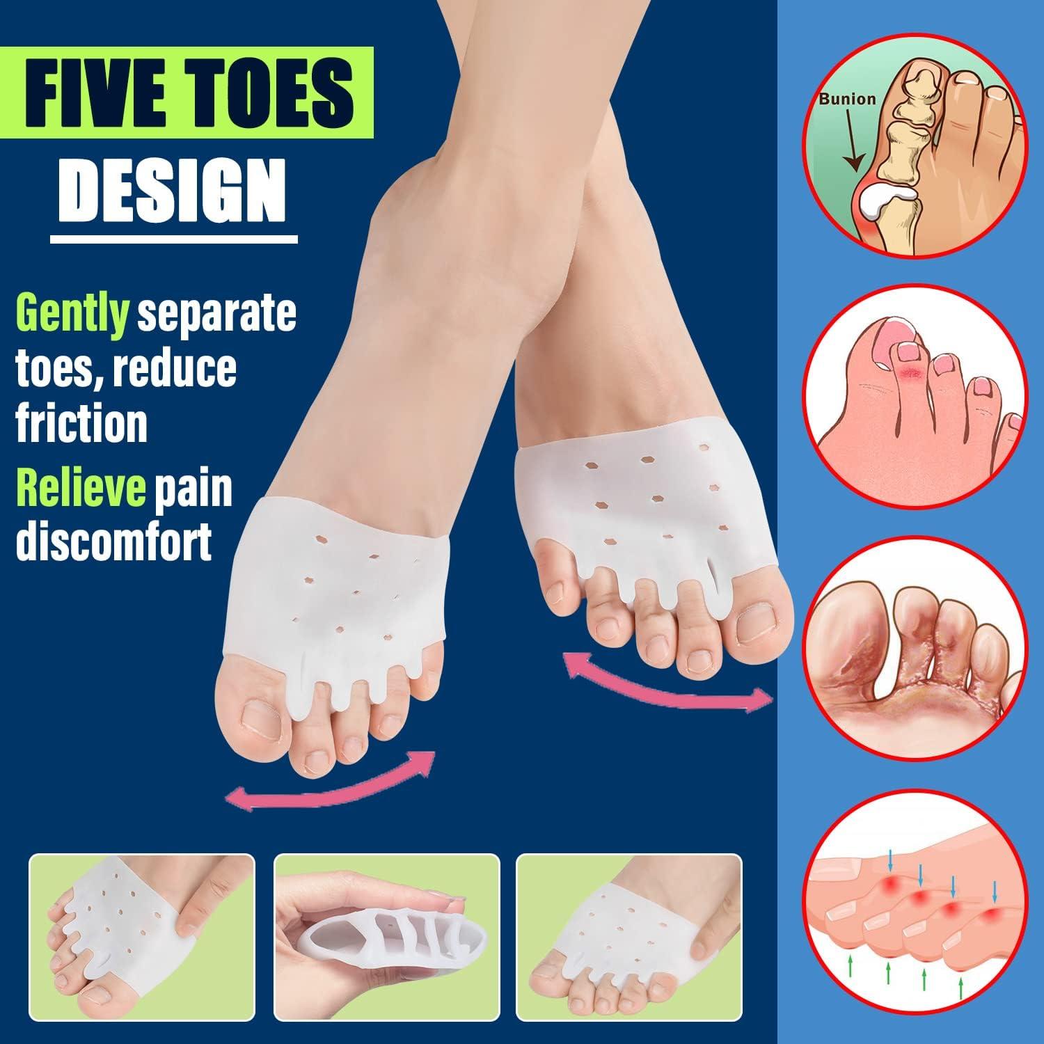Toe Separators for Overlapping Toes Metatarsal Pads for Women and Men 4 PCS Ball of Foot Cushion