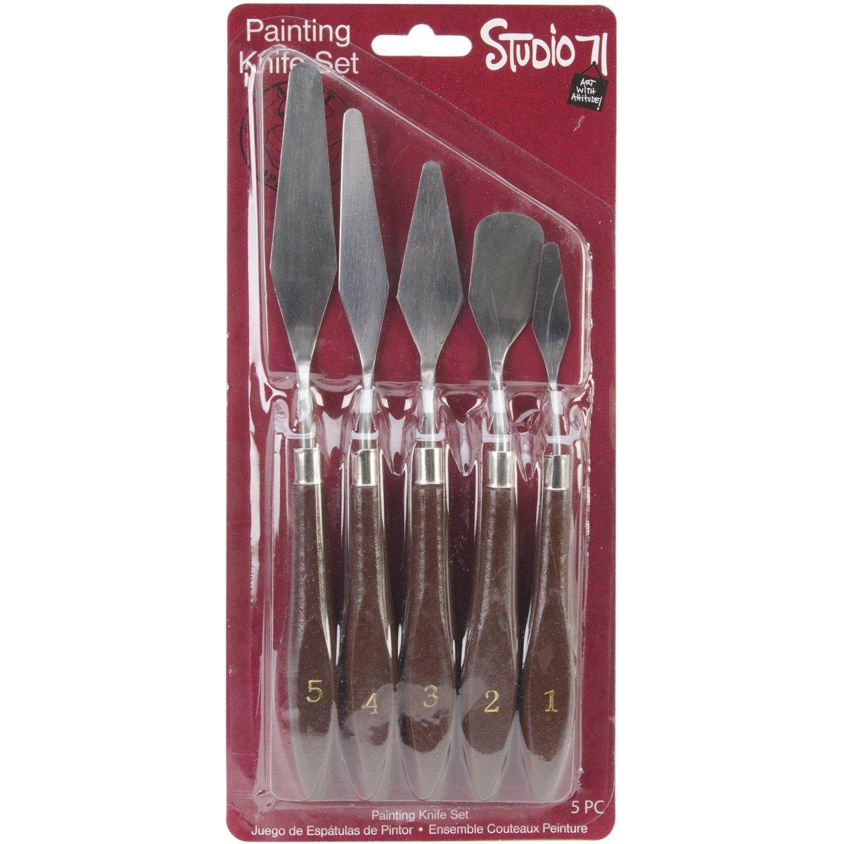 Studio 71 5Piece Painting Knife Set Versatile Stainless Steel and Wood