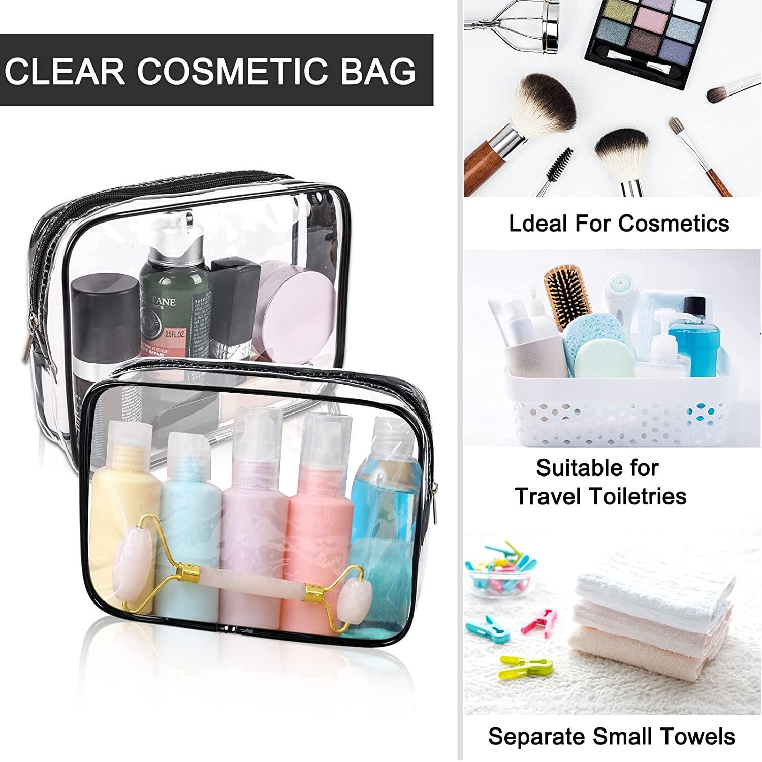  2Pcs Clear Zipper Pouches - Travel Toiletry Bag Makeup
