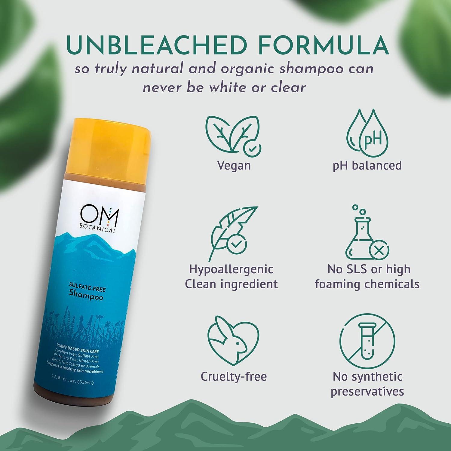 OM Botanical Sulfate-Free Hair Shampoo Low-Foaming Natural Shampoo with  Ayurvedic Herbs for Hair Scalp and Skin Conditions Hair Loss Dry Scalp and  Hair Growth Shampoo Peppermint-Scented for MenWomen Works for Dyed...
