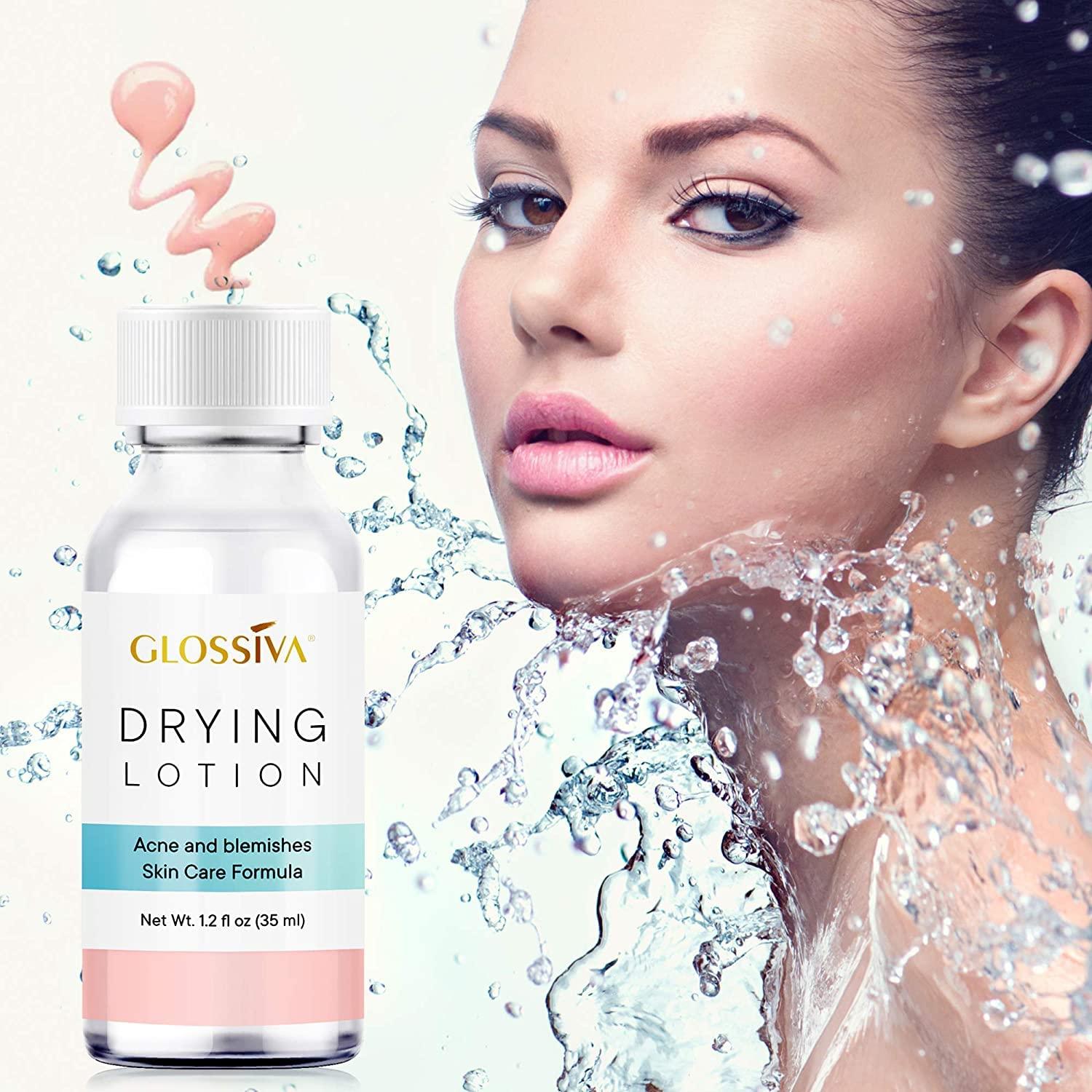 Glossiva Drying Lotion, Acne Spot Treatment Dries Out Pimples, Blemishes, Zits, and Clogged