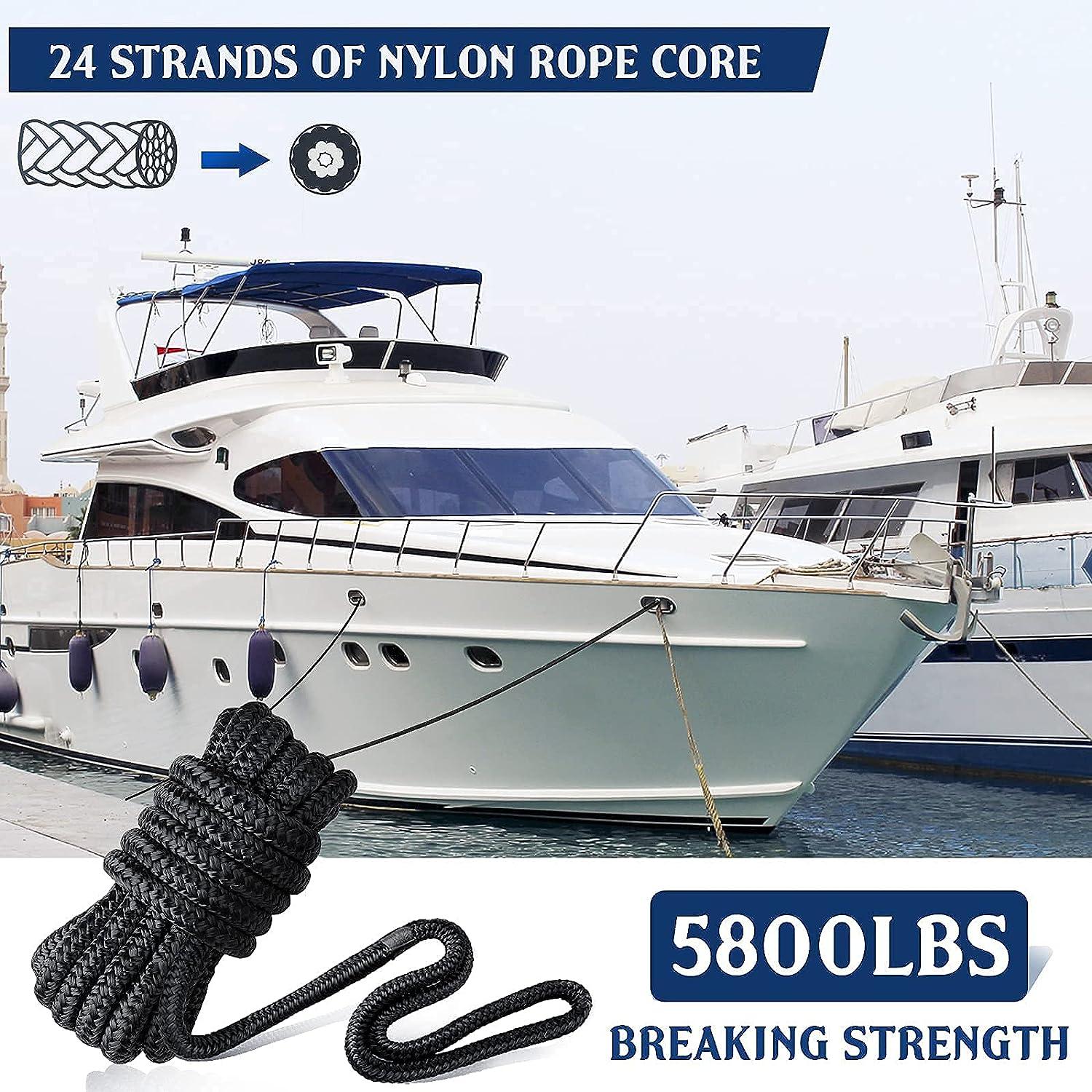 Dock Lines & Ropes Boat Accessories - 4 Pack 3/8 x 15' Double