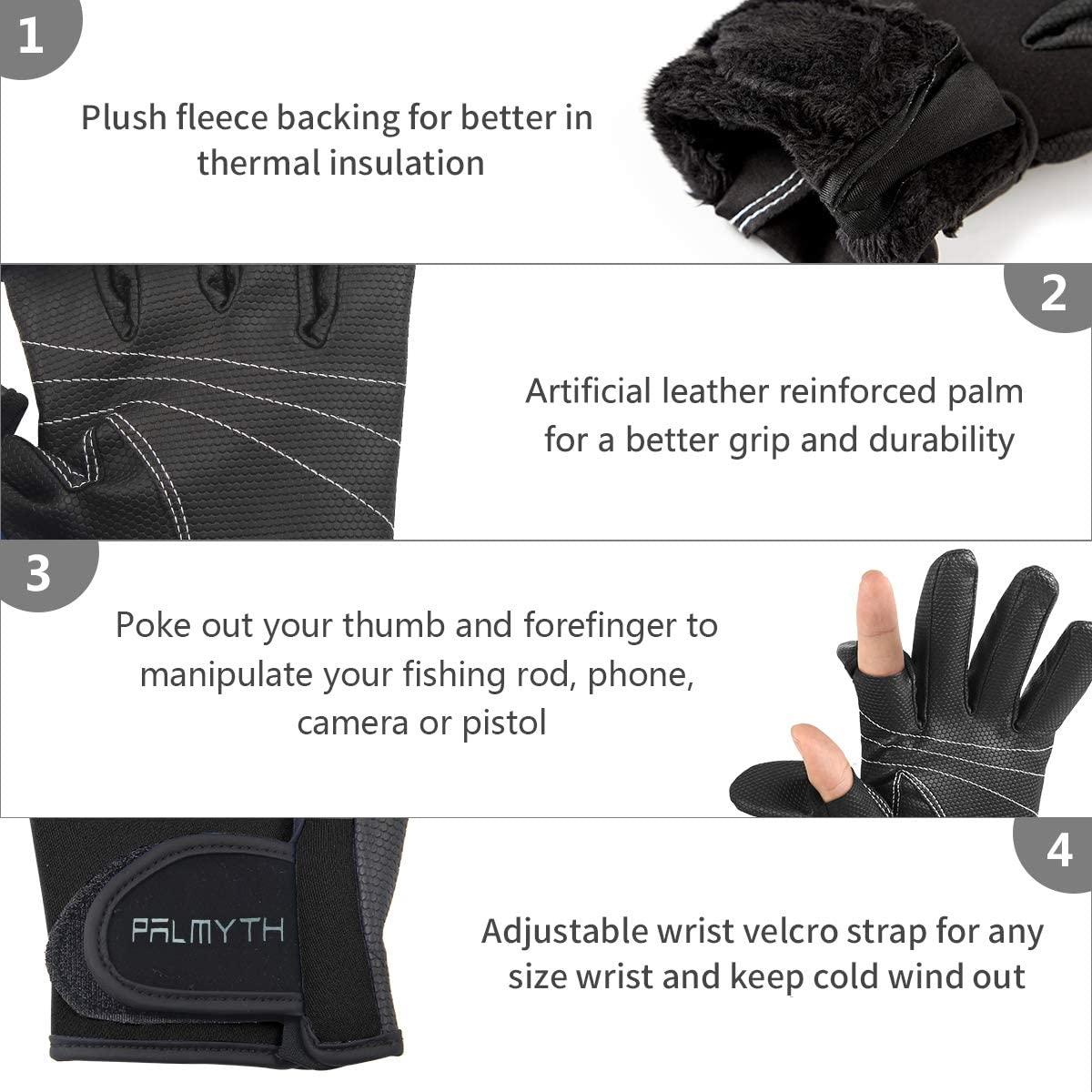 Palmyth Neoprene Fishing Gloves for Men and Women 2 Cut Fingers Flexible  Great for Photography Fly Fishing Ice Fishing Running Touchscreen Texting  Hiking Jogging Cycling Walking Black Medium