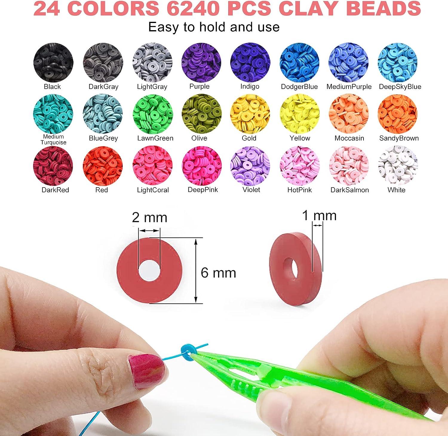 Redtwo 7200 Pcs Clay Beads Bracelet Making Kit, Preppy Friendship Flat  Polymer Heishi Beads Jewelry Making Kits with Charms and Elastic  Strings,Crafts Gifts Set for Girls Ages 8-12(2 Boxes)