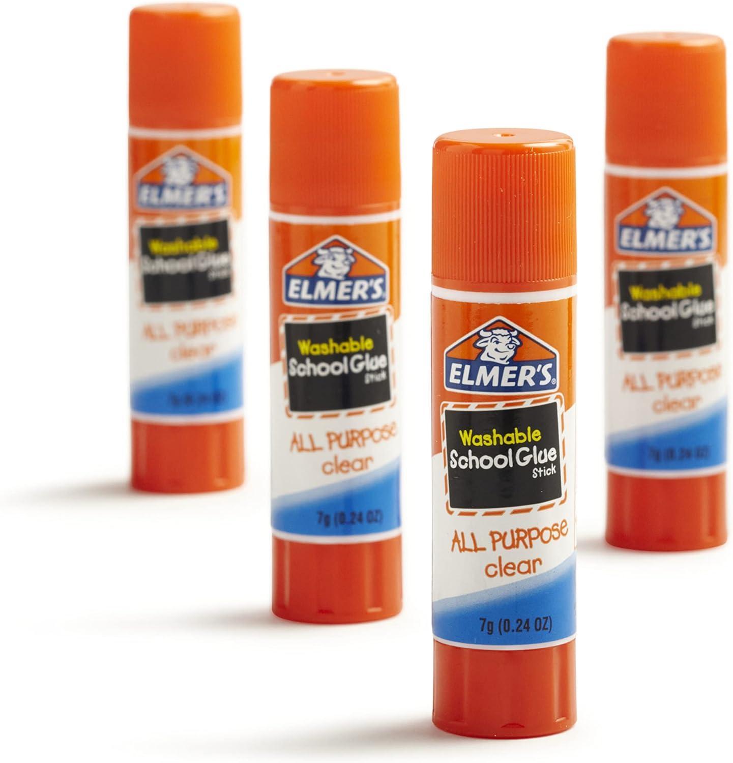 Elmer's All Purpose School Glue Sticks Clear Washable 4 Pack 0.24-ounce  sticks Standard Stick 4 Count