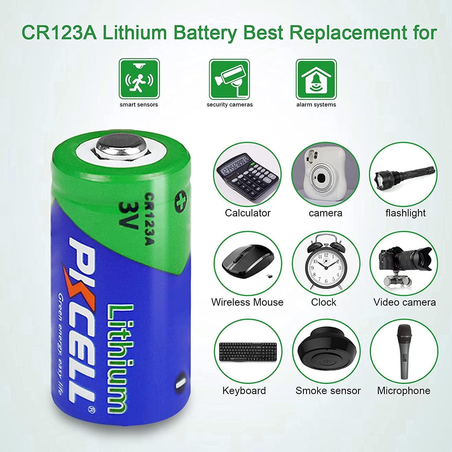 CR123A 3V Lithium Battery 1500mAh 2 Pack, 123 Batteries Lithium, 123A  Lithium Batteries 3 Volt High Power, CR123 for High Intensity Flashlight,  Home Safety, Security Devices 1 Count (Pack of 2)