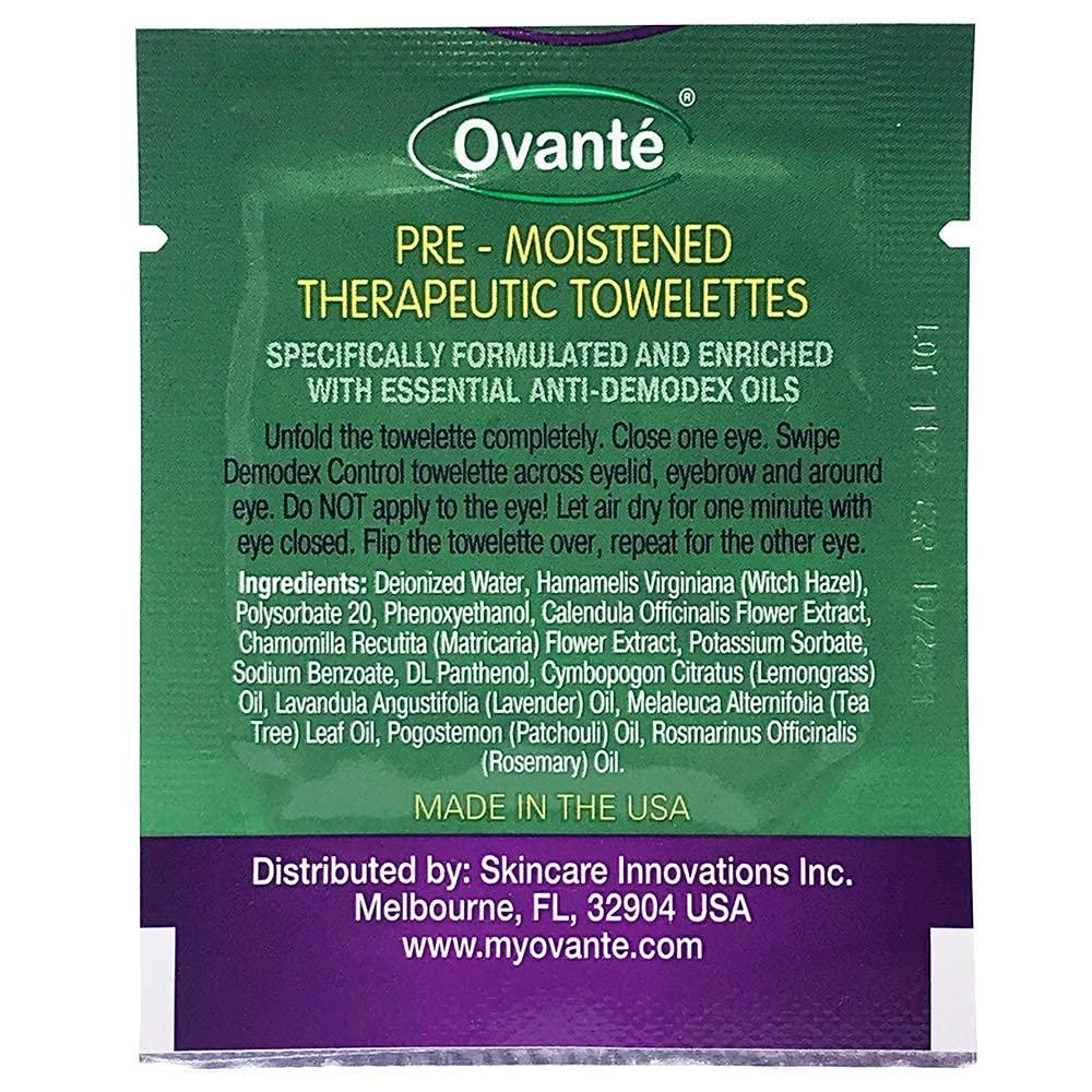 Ovante Eyelid Wipes With Coconut Tea Tree Oil For Demodex Blepharitis